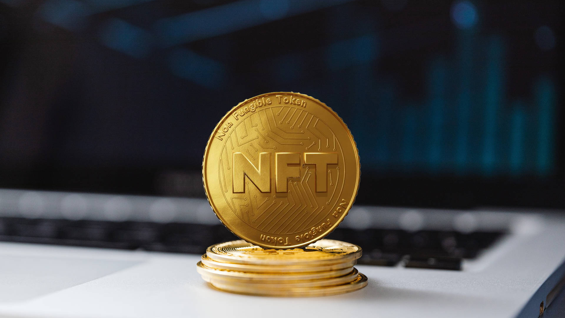 Nft Gold Coin Trophy Background