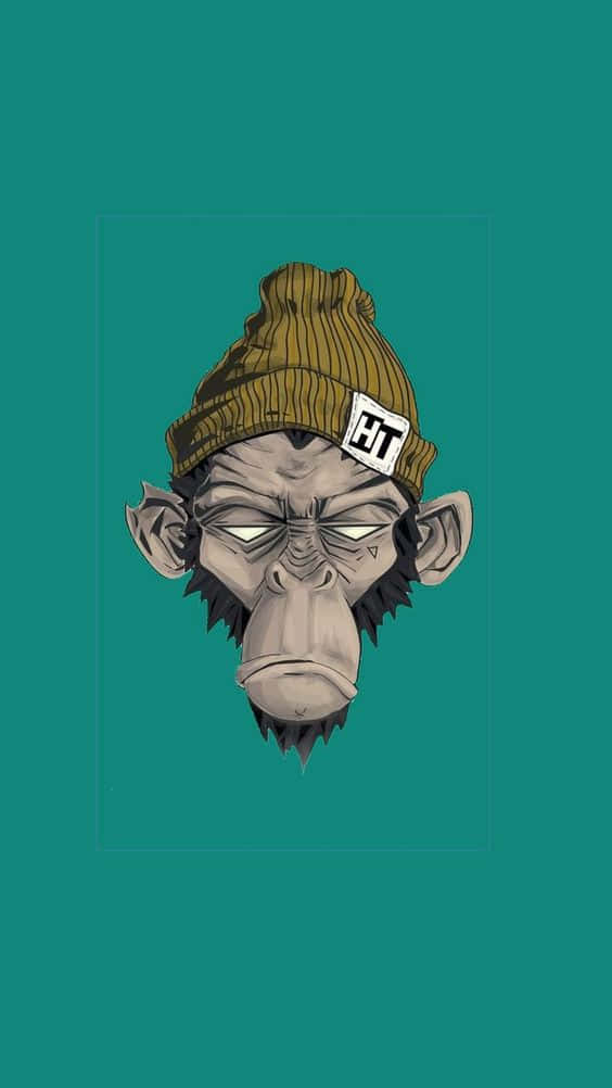 Nft Monkey Wearing A Beanie Background