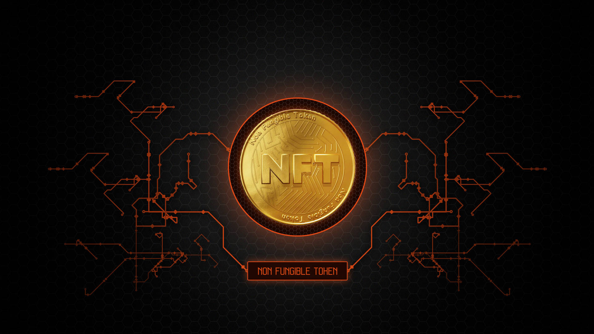 Nft Orange Circuit Board Background