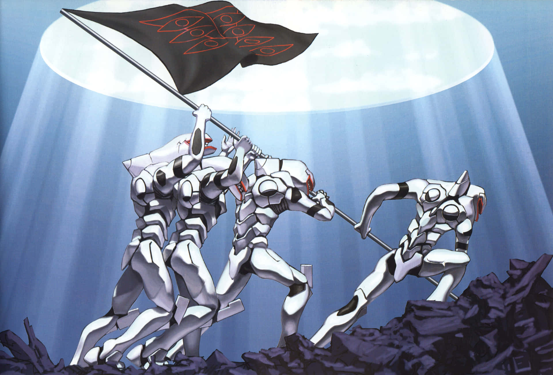 Nge White Men Carrying Flag Background