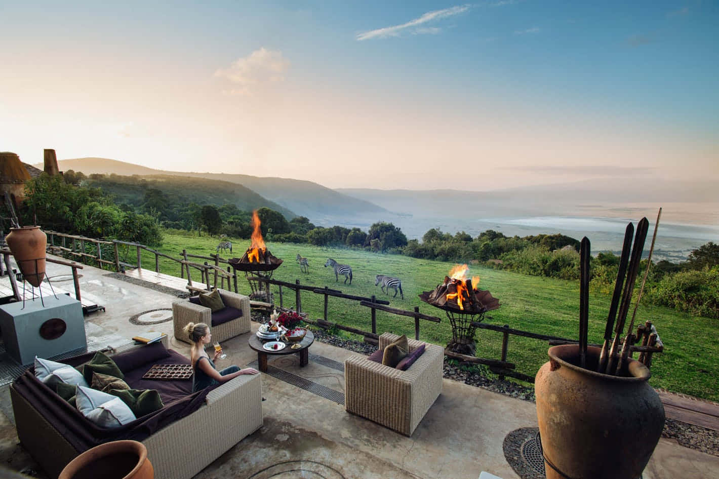 Ngorongoro Crater Scenery From A Lodge Background