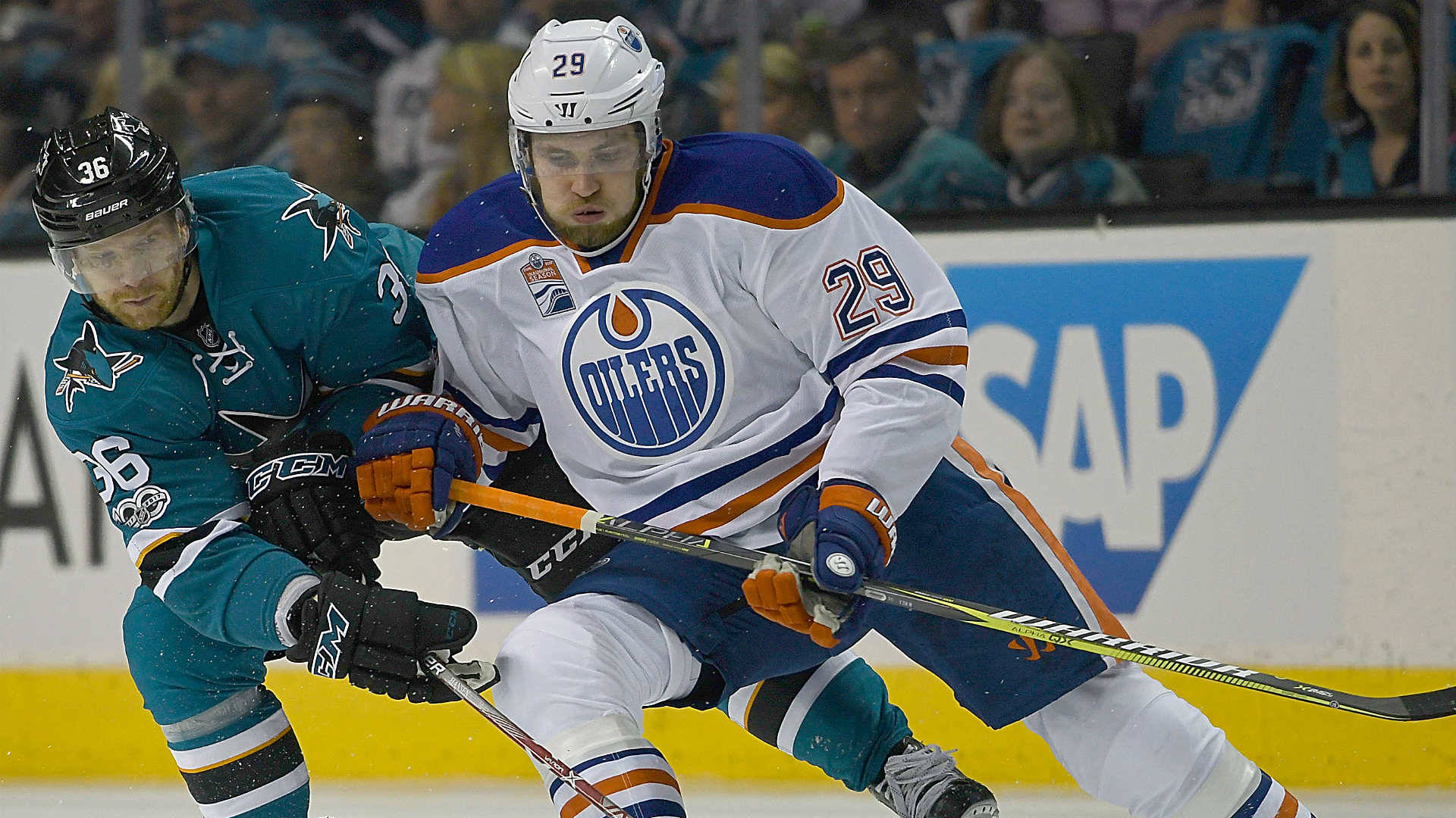 Nhl Leon Draisaitl Oilers Sharks Match Background