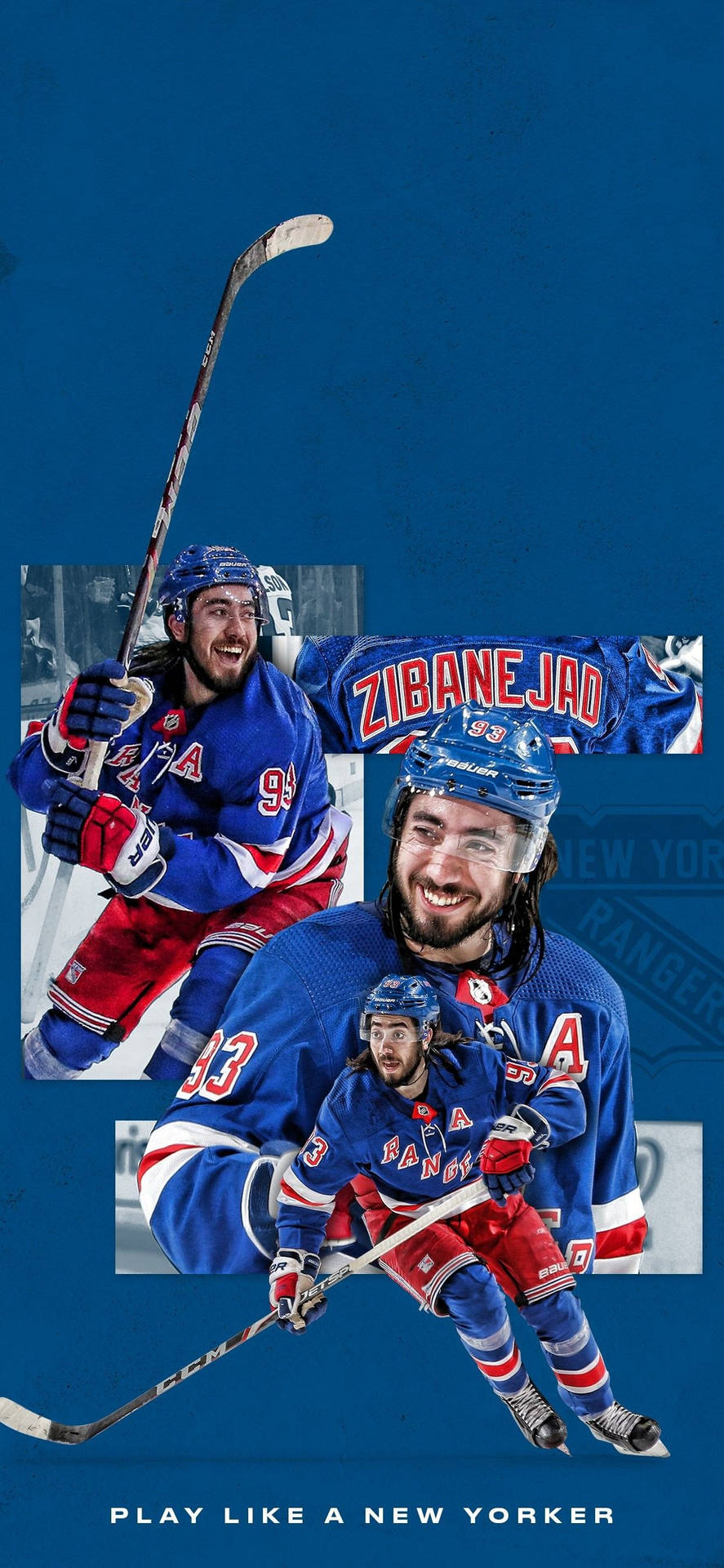 Nhl New York Rangers No. 93 Mika Zibanejad Background