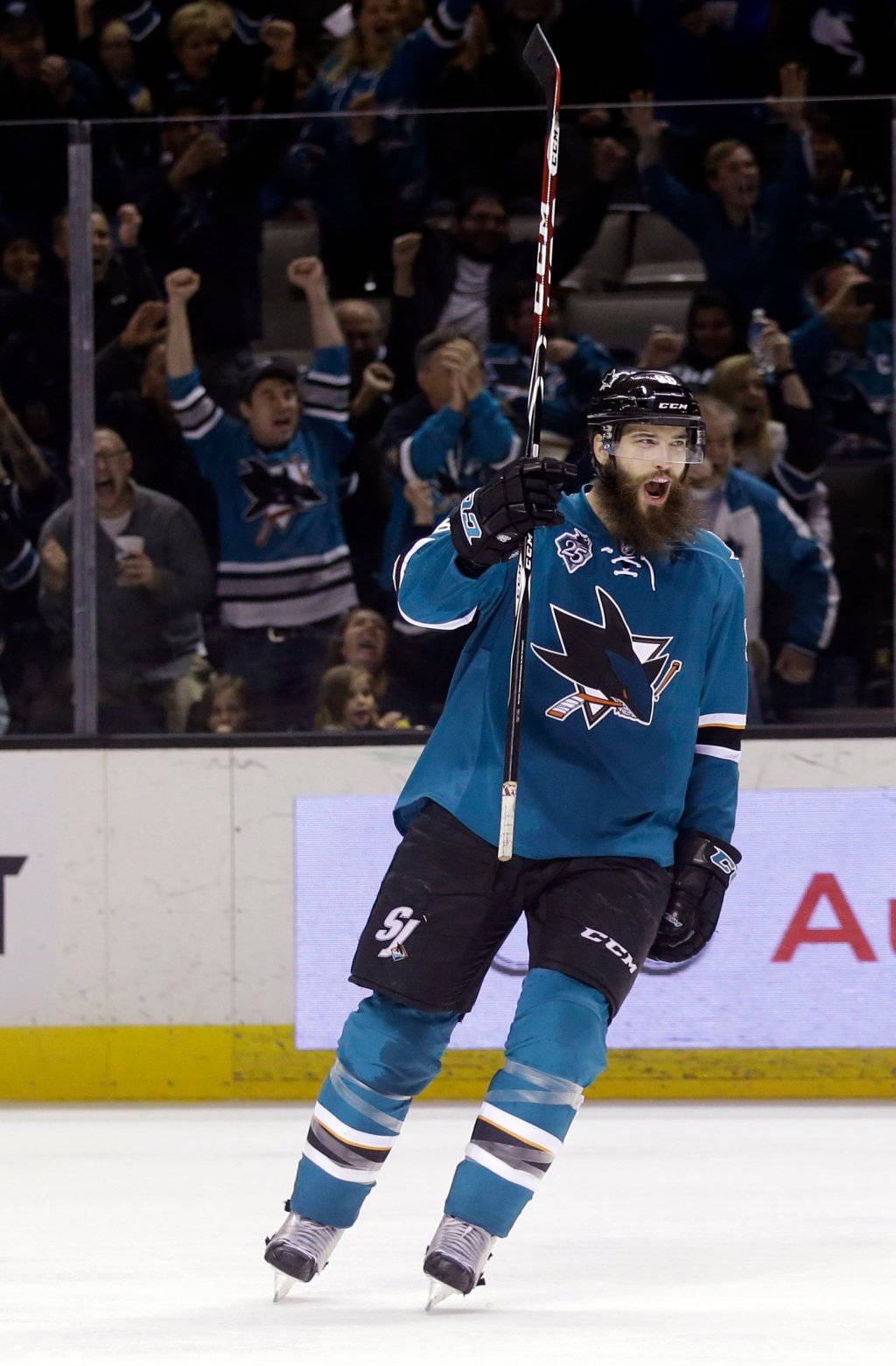 Nhl Player, Brent Burns In Action Against Carolina Hurricanes Background