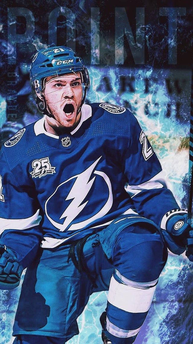 Nhl Star Brayden Point Celebrates Triumph With Fist Pump Background