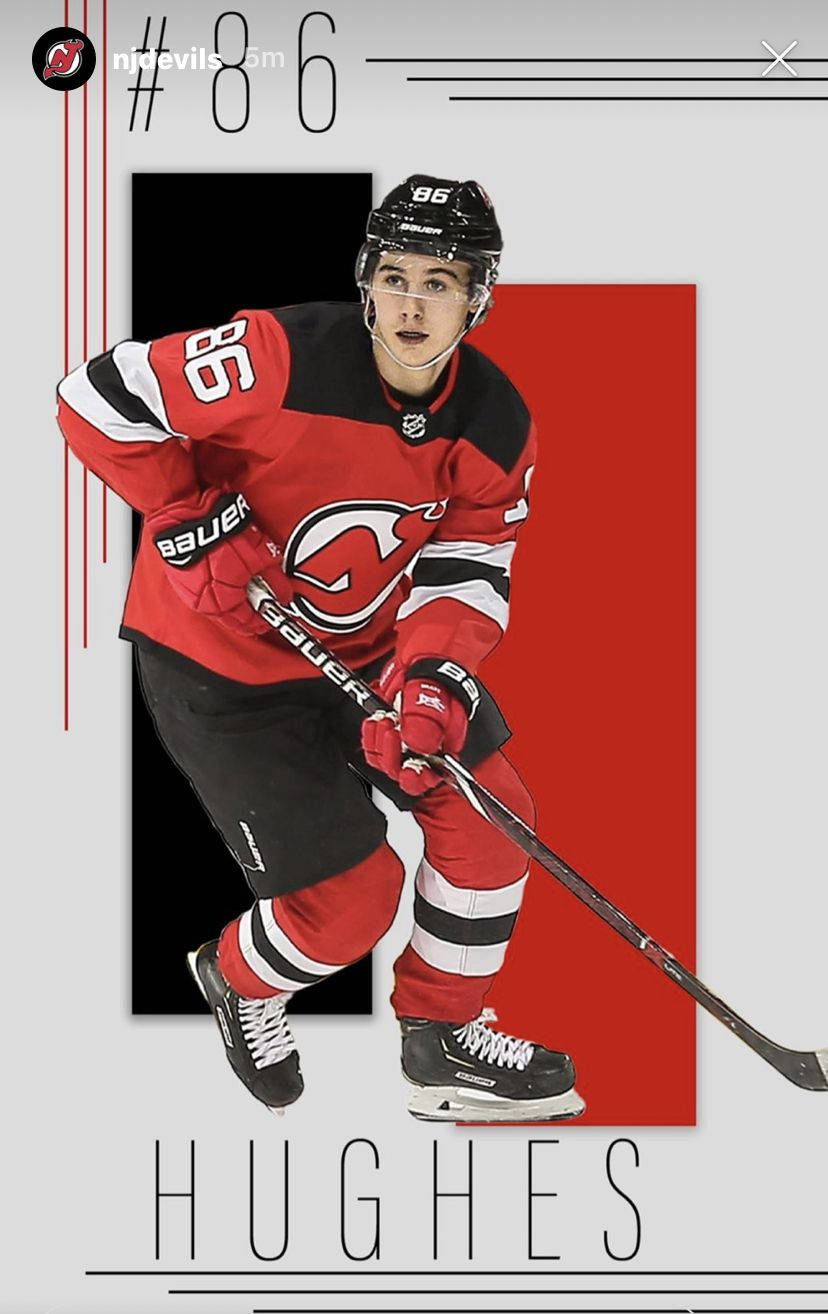 Nhl Star Jack Hughes In Action Background