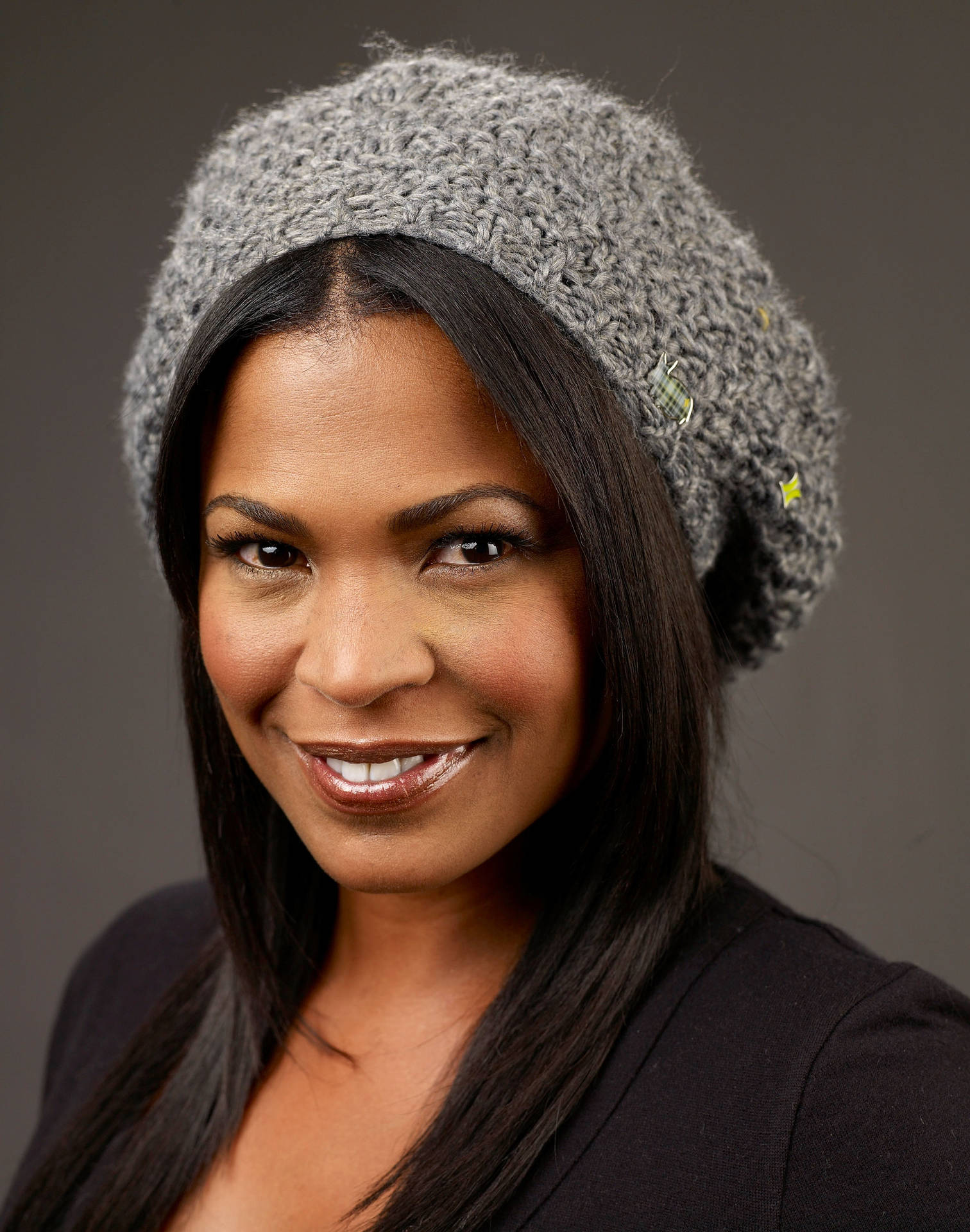 Nia Long Knit Beanie Background