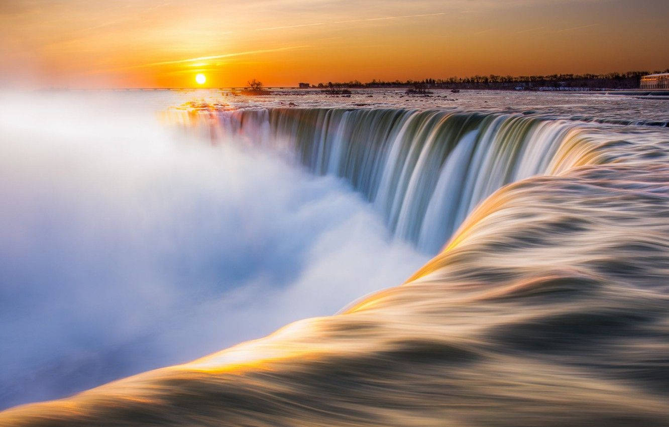 Niagara Falls At Sunrise Background