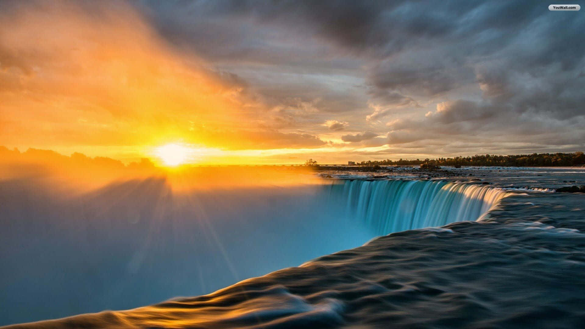 Niagara Falls At Sunset Background