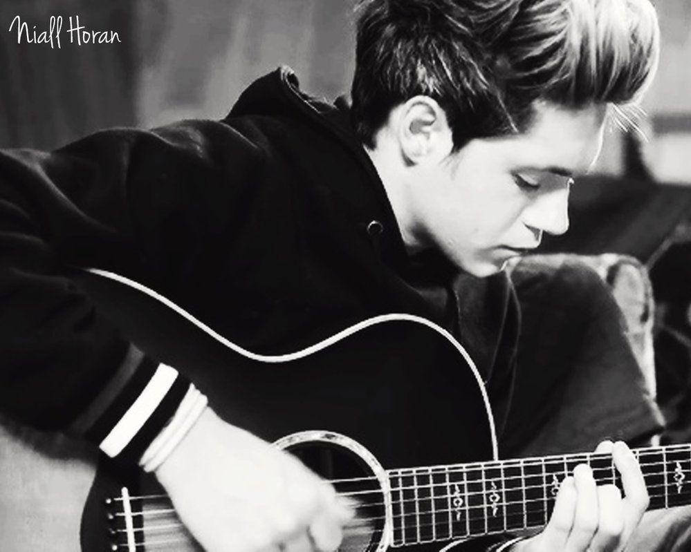 Niall Horan Monochrome Guitar Background