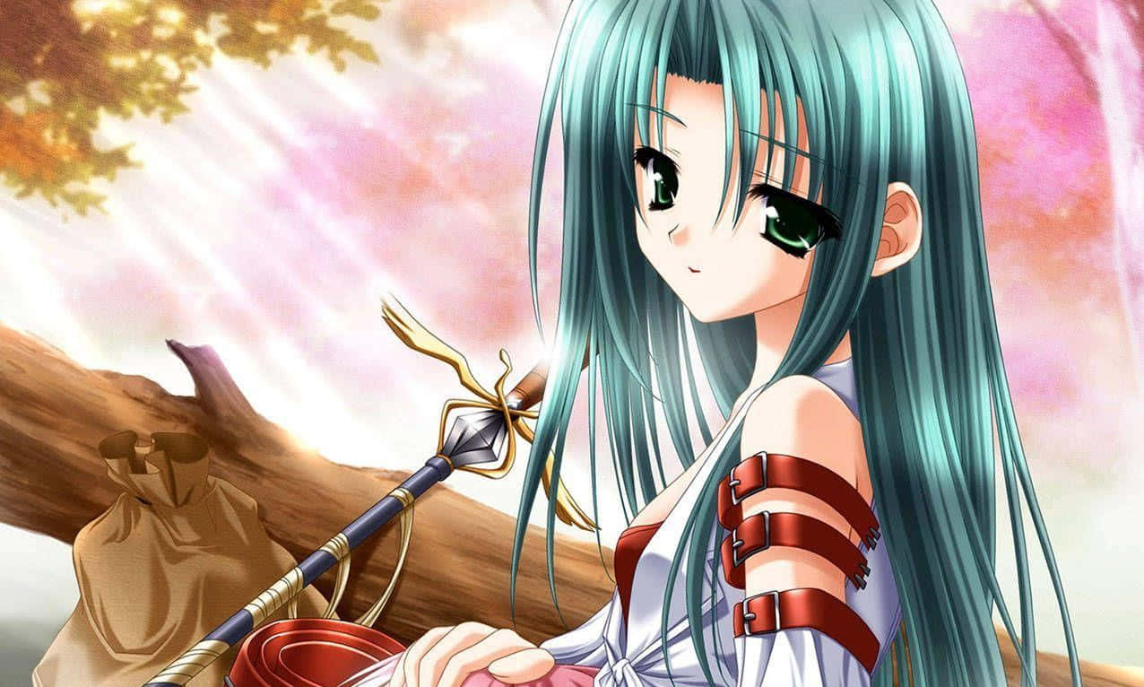 Nice Anime Fanir Green Hair Background