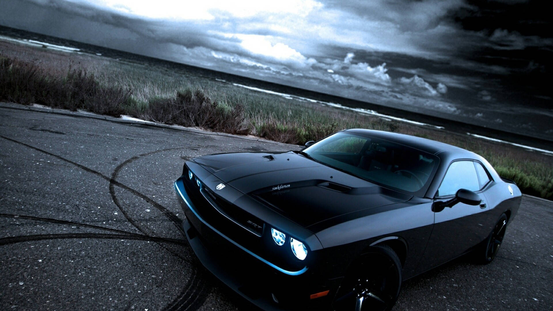 Nice Car In Storm Background