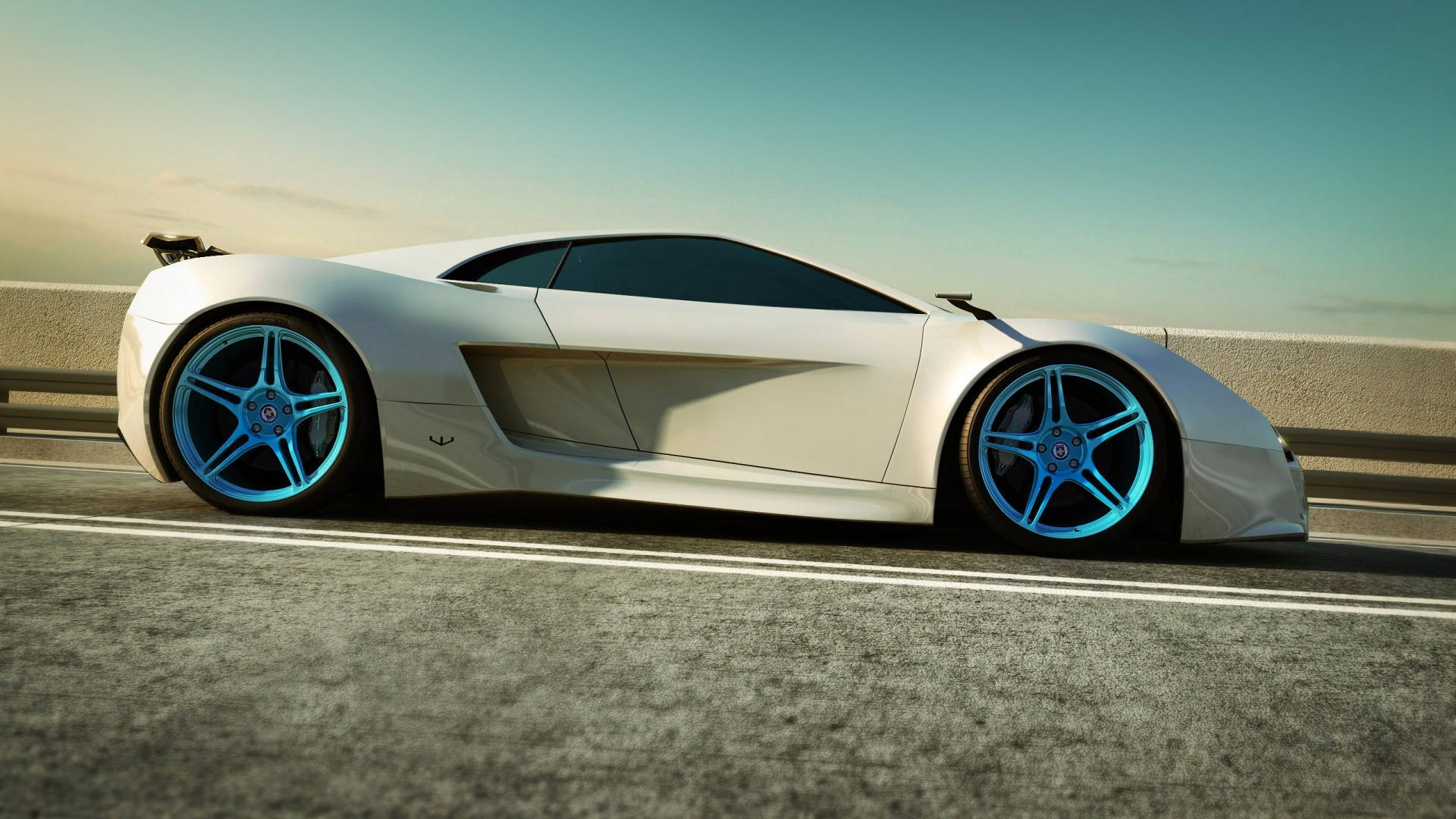 Nice Car With Blue Rims Background