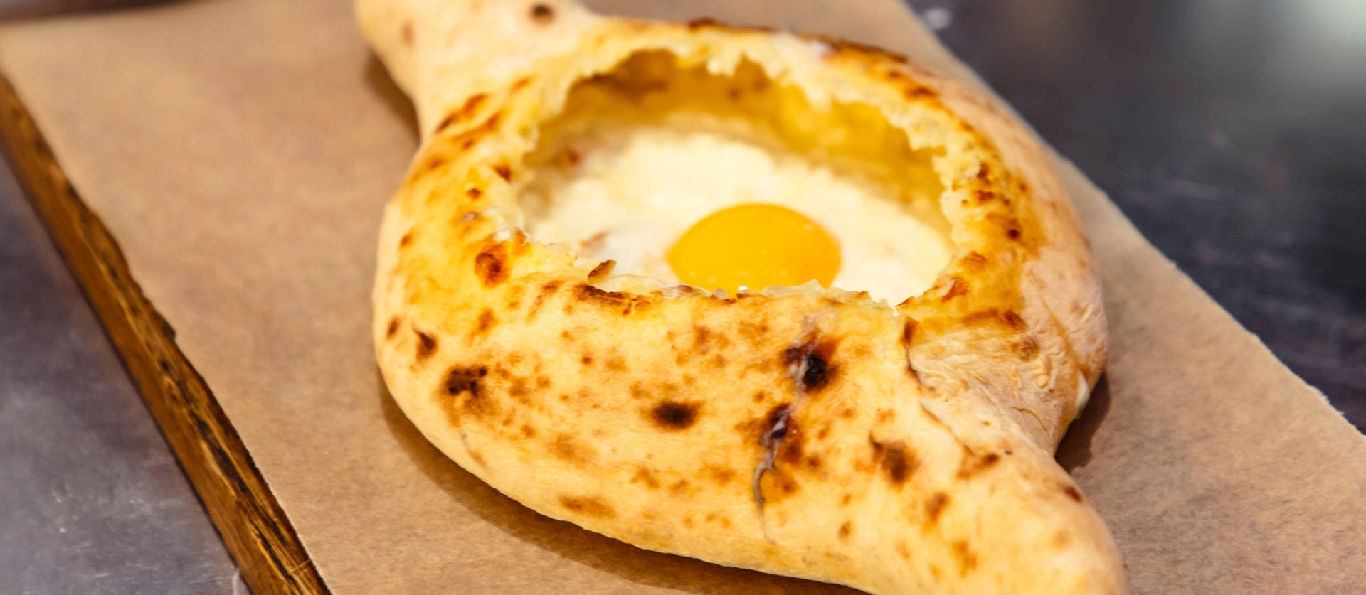 Nicely Baked Georgian Khachapuri Delicacy Background