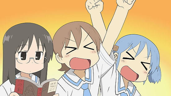 Nichijou Anime Characters In Outdoor Setting