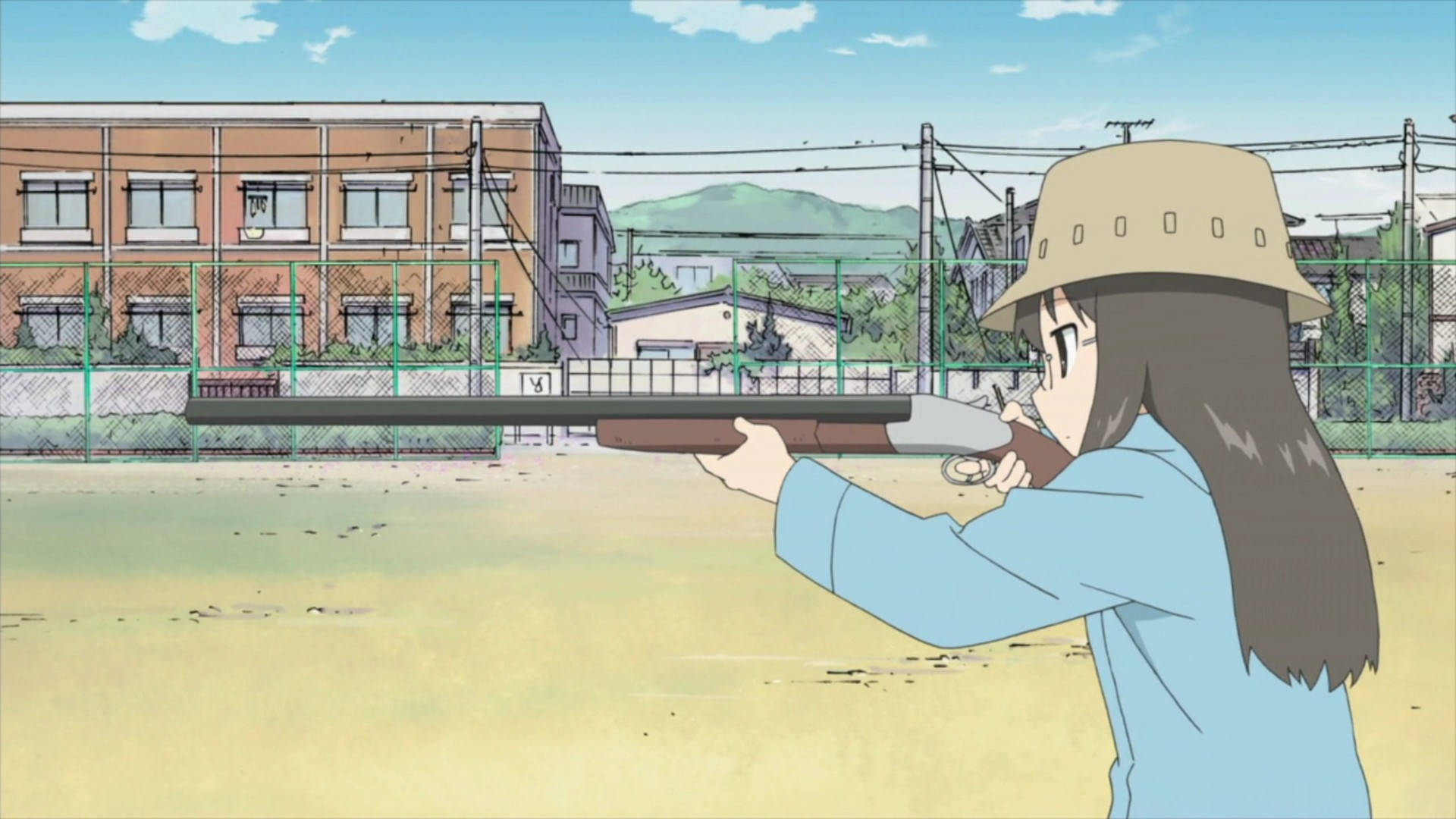 Nichijou Mai With A Rifle Background