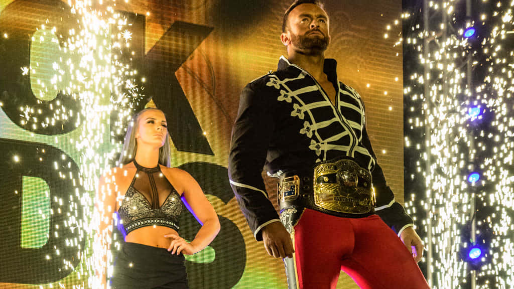 Nick Aldis Wrestling Entrance With Championship Belt Background