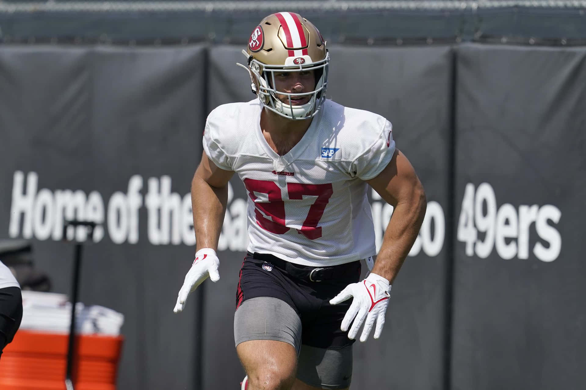 Nick Bosa Takes The Field With The San Francisco 49ers Background
