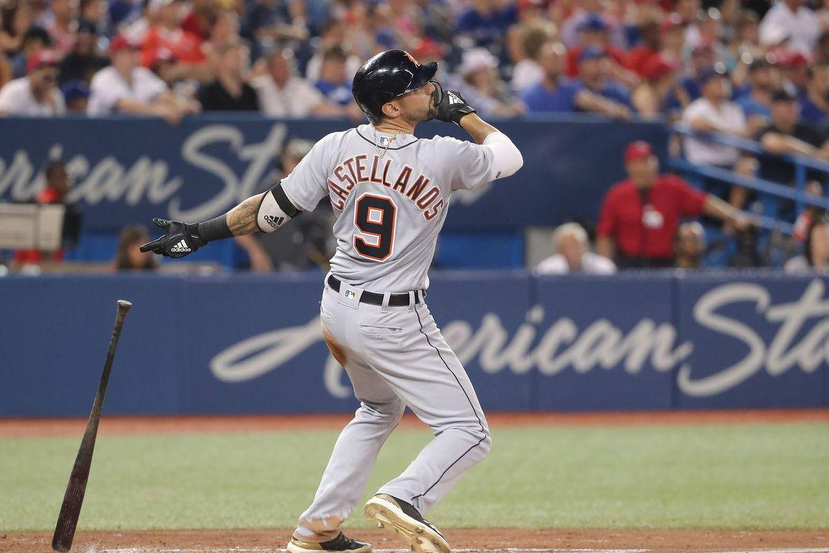 Nick Castellanos Drops Bat To Run Background