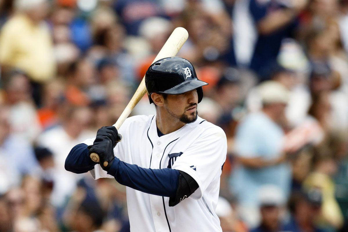 Nick Castellanos Grips The Bat Background