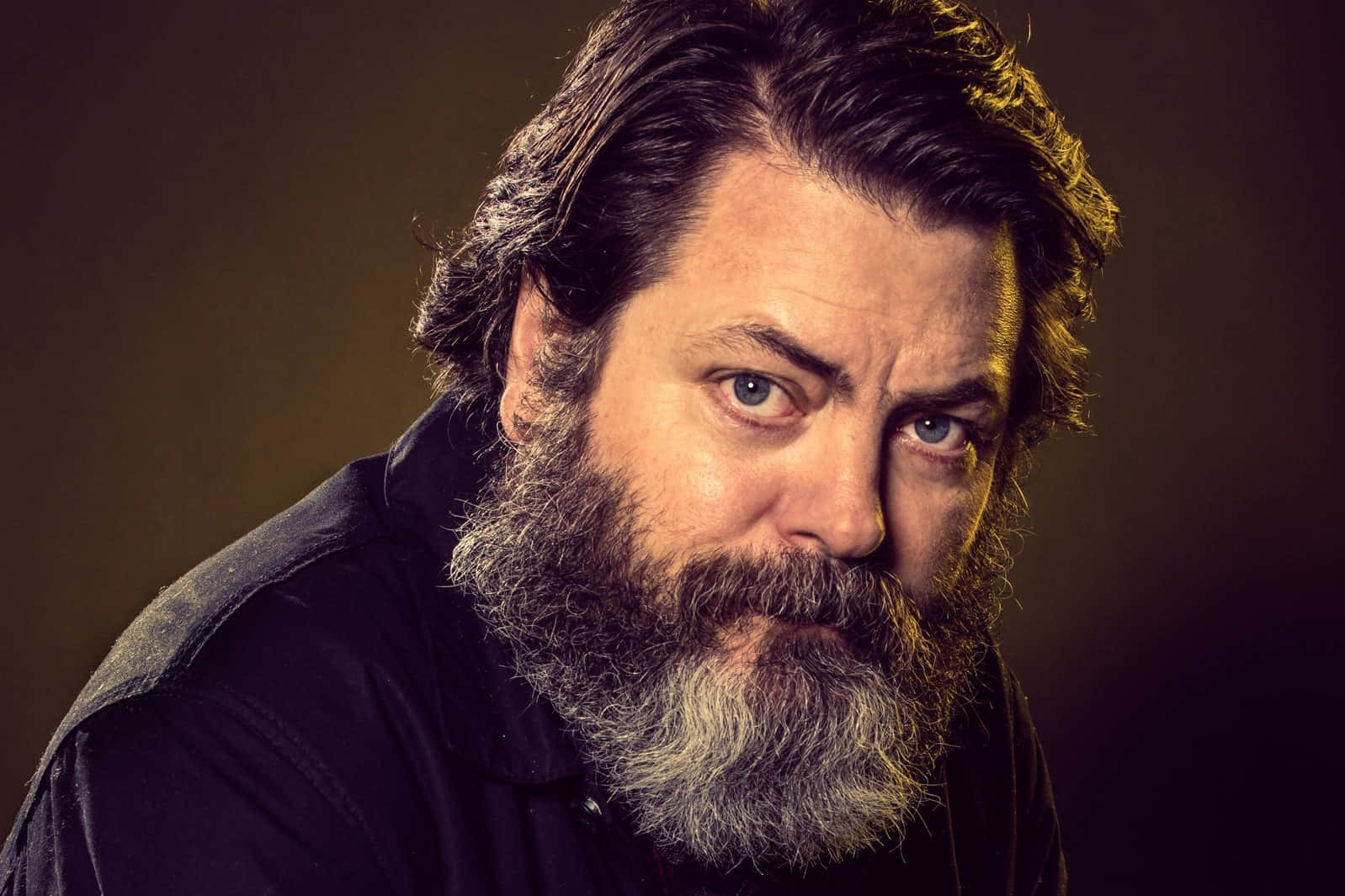 Nick Offerman Enjoying A Cup Of Coffee Background