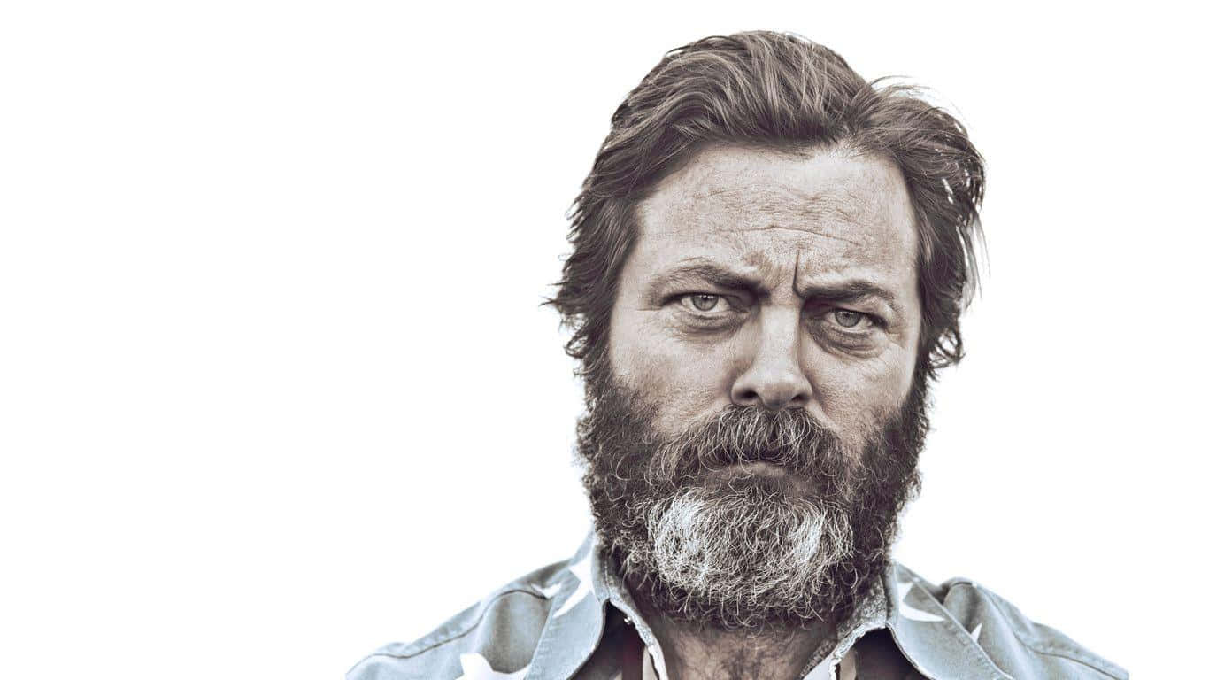 Nick Offerman Stares Intensely Background