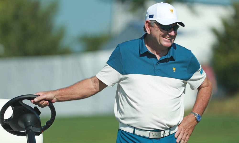 Nick Price With Golf Cart Background