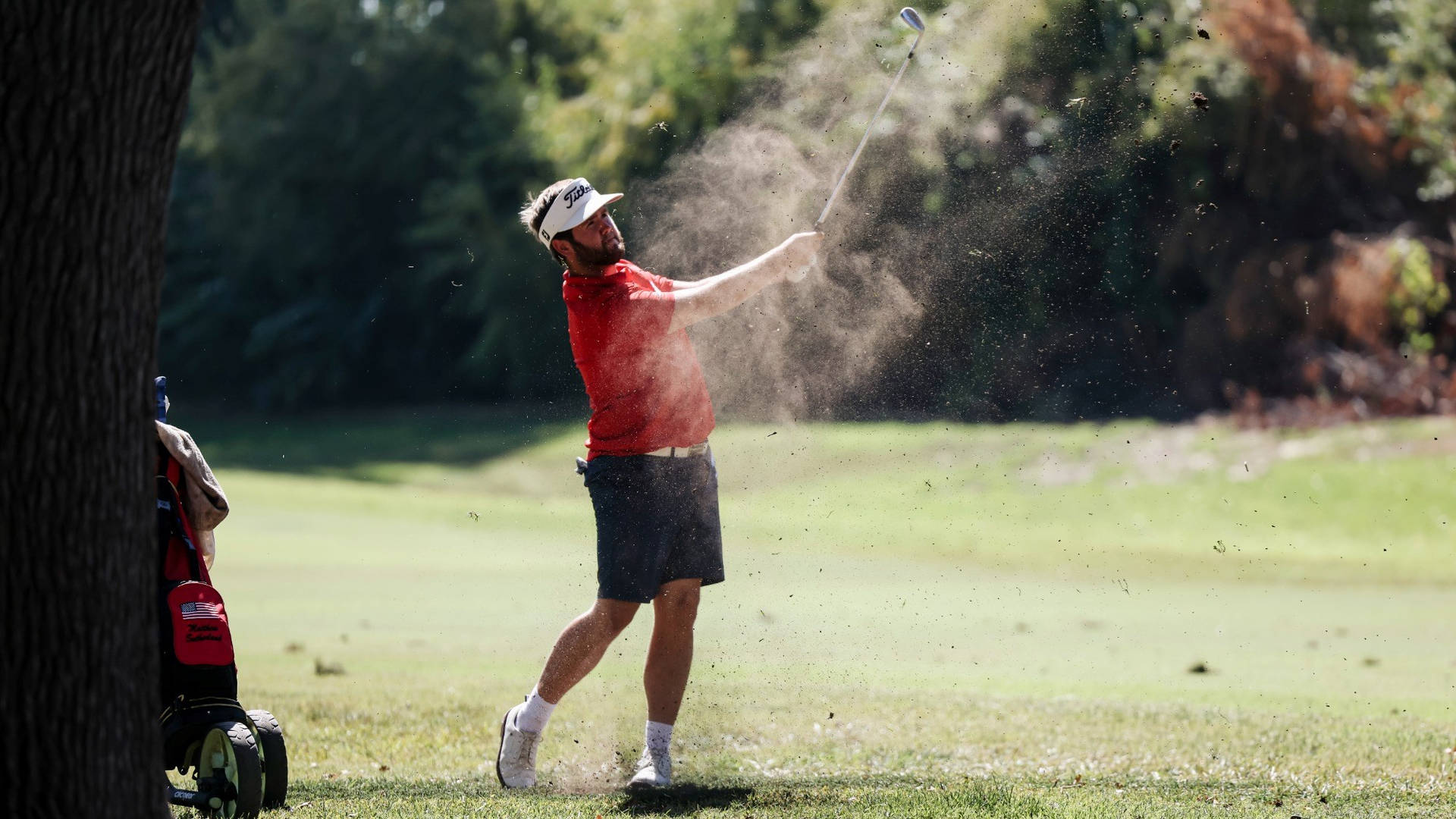 Nick Watney In Action On The Golf Course Background