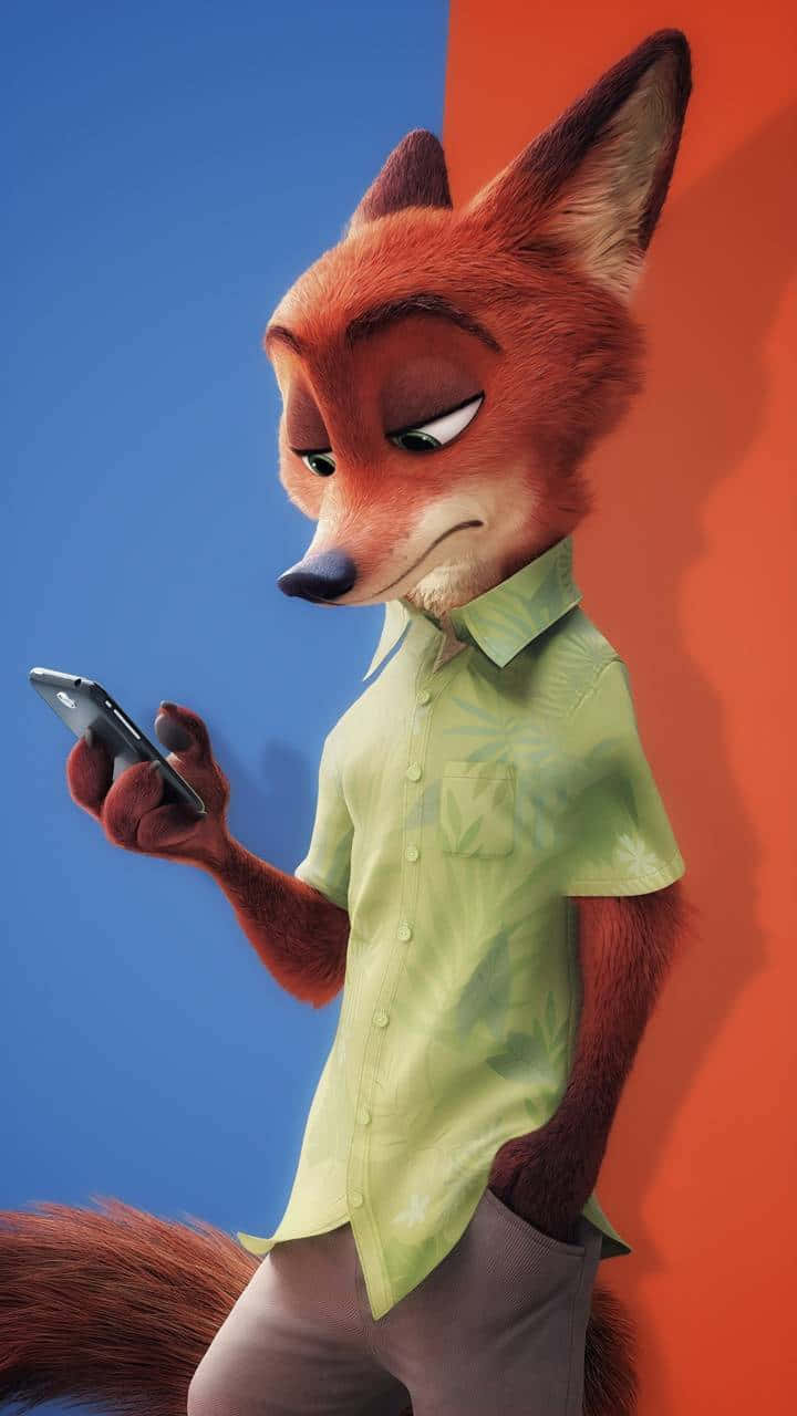 Nick Wilde Sly Foxwith Phone Background