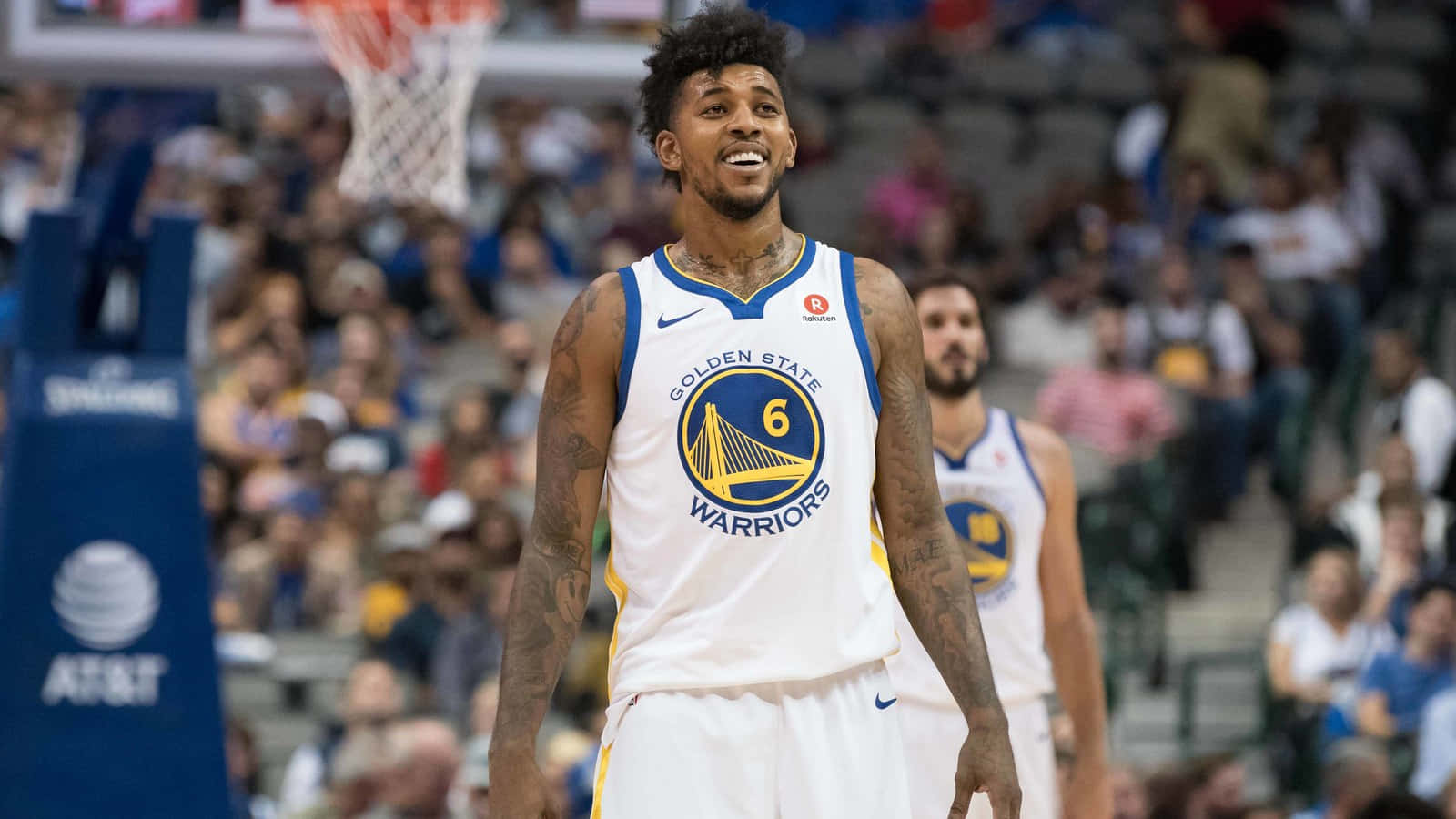 Nick Young Wearing Gsw Uniform In Court Background
