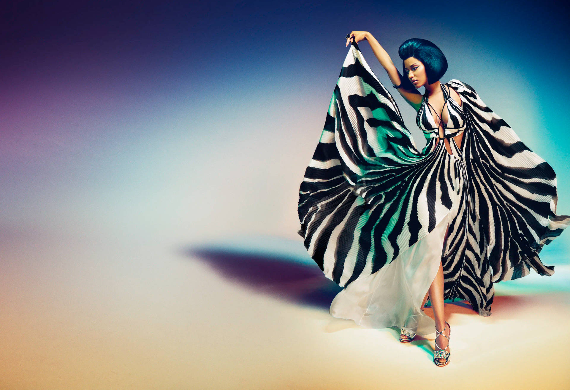 Nicki Minaj Hd Striped Dress Background