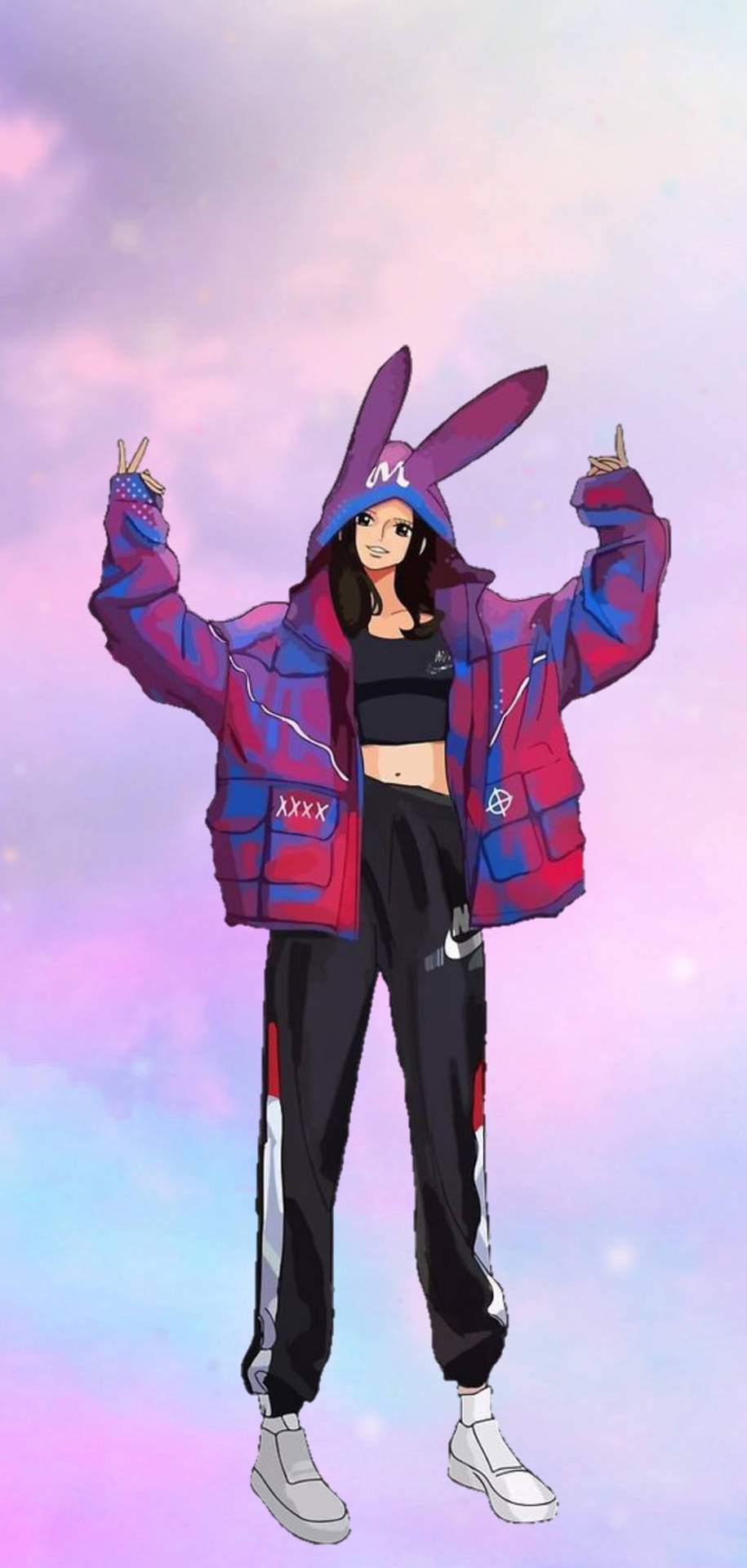 Nico Robin One Piece Bunny Hoodie Background