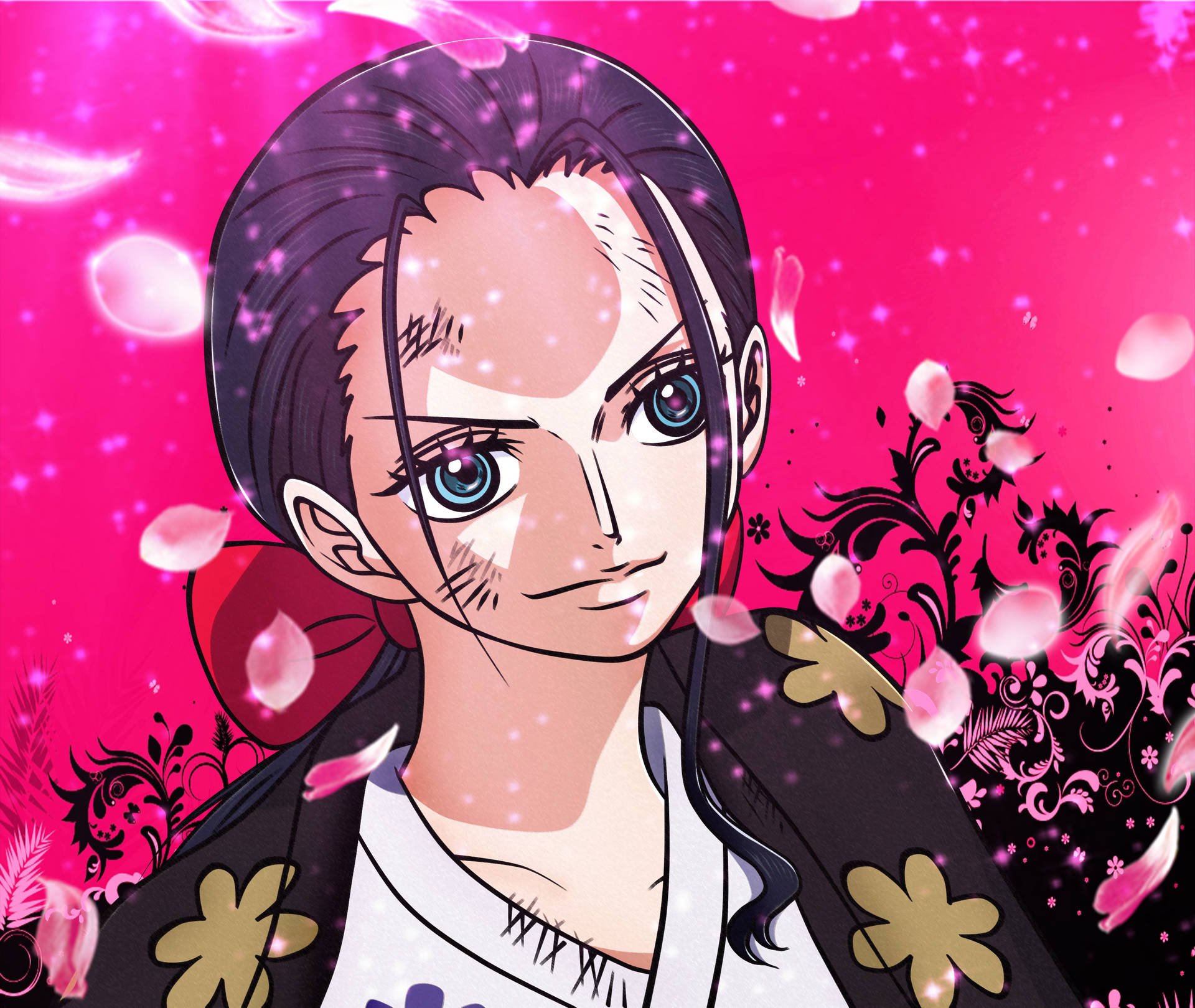 Nico Robin One Piece Floral Background