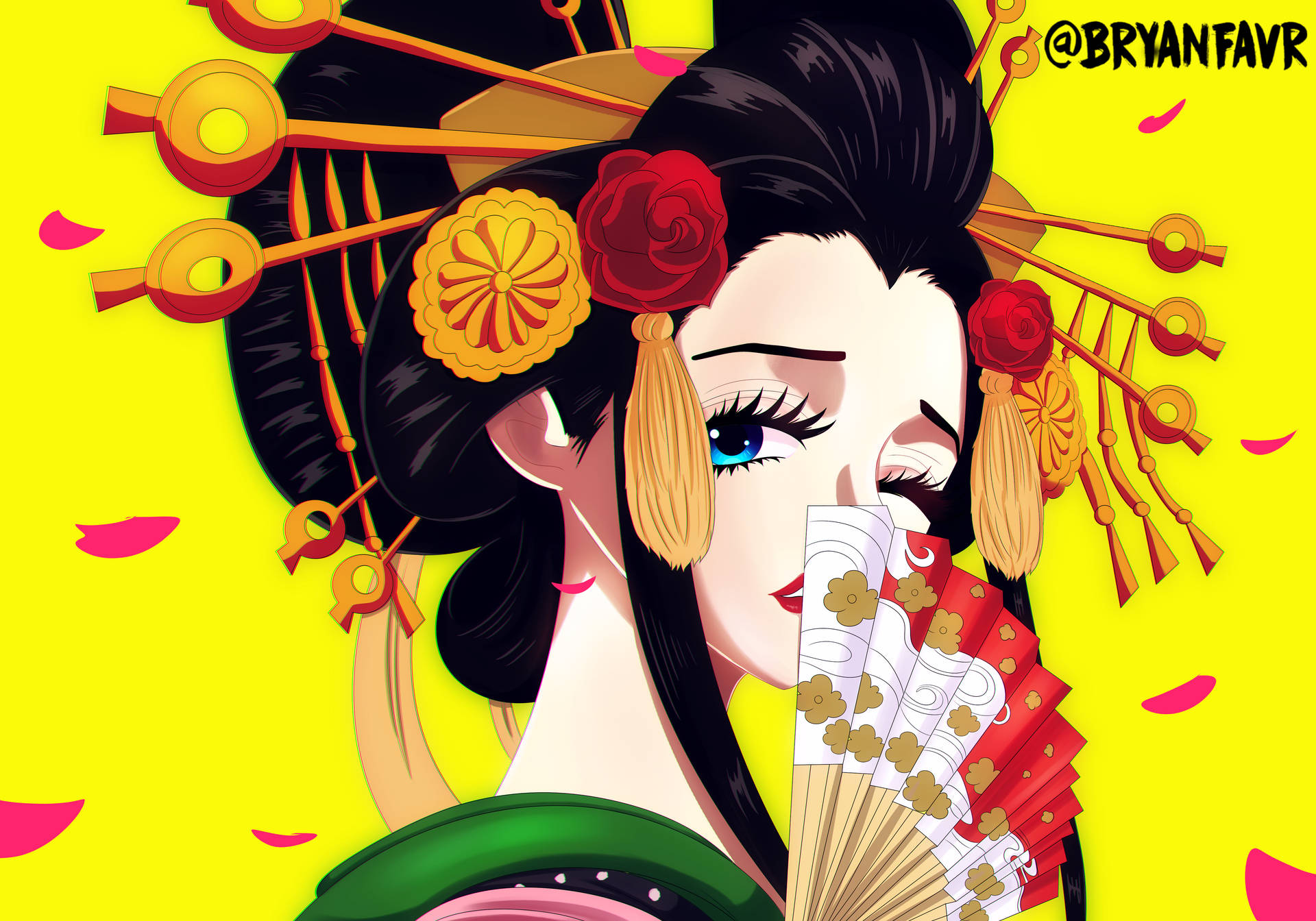 Nico Robin One Piece Wano 4k Geisha Fanart Background