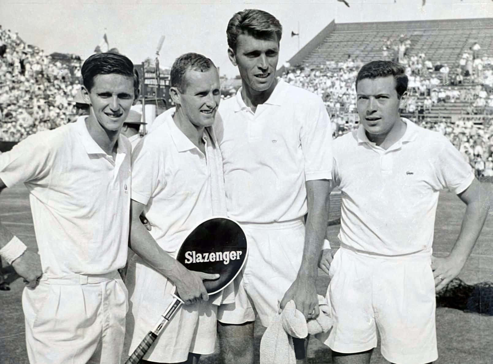 Nicola Pietrangeli With Tennis Players In 1960 Davis Cup Background