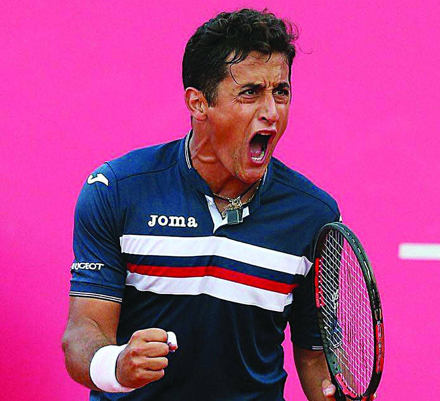 Nicolas Almagro Celebrating Victory- Intense Tennis Match Moment