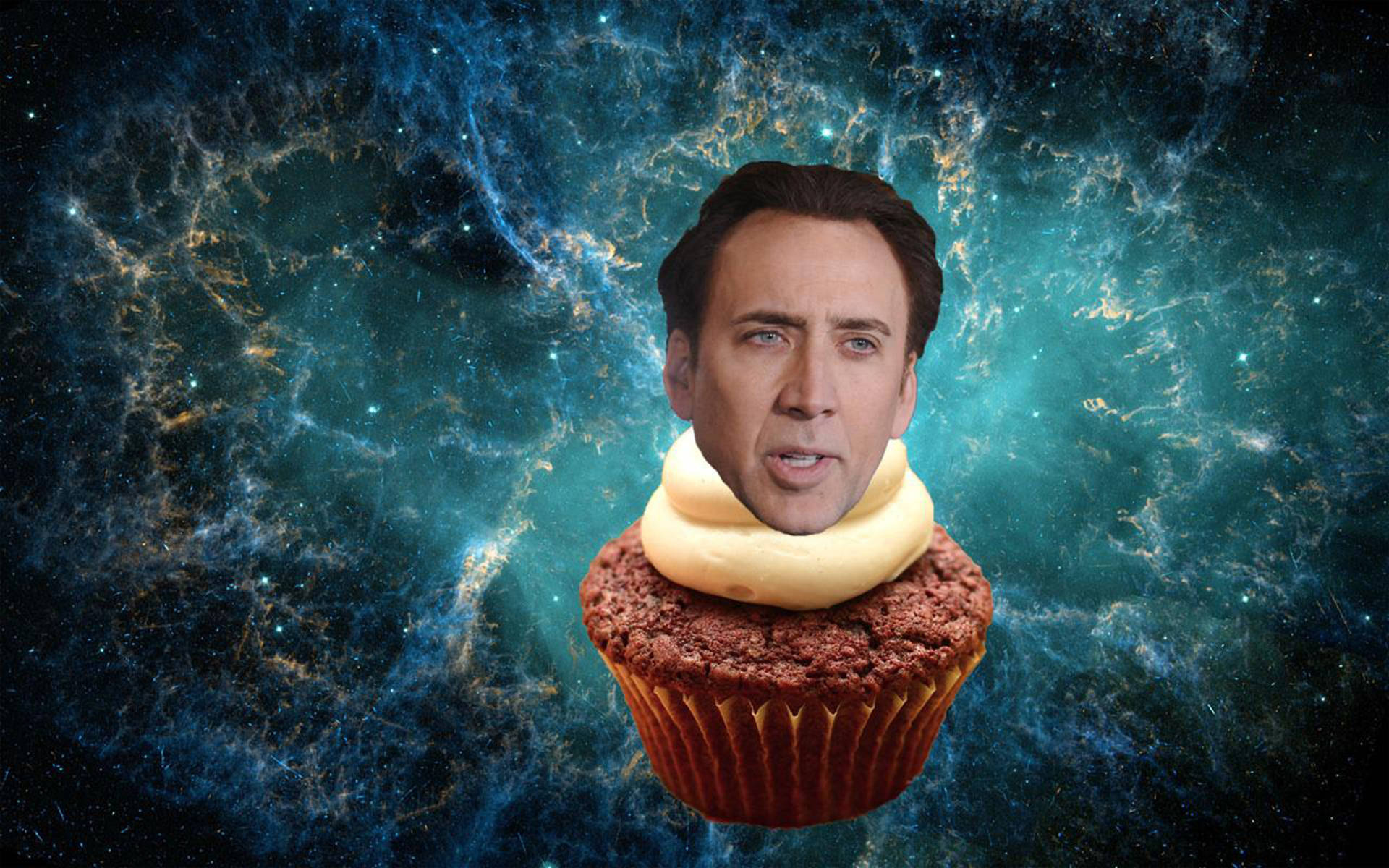 Nicolas Cage Meme Cosmic Cupcake Background
