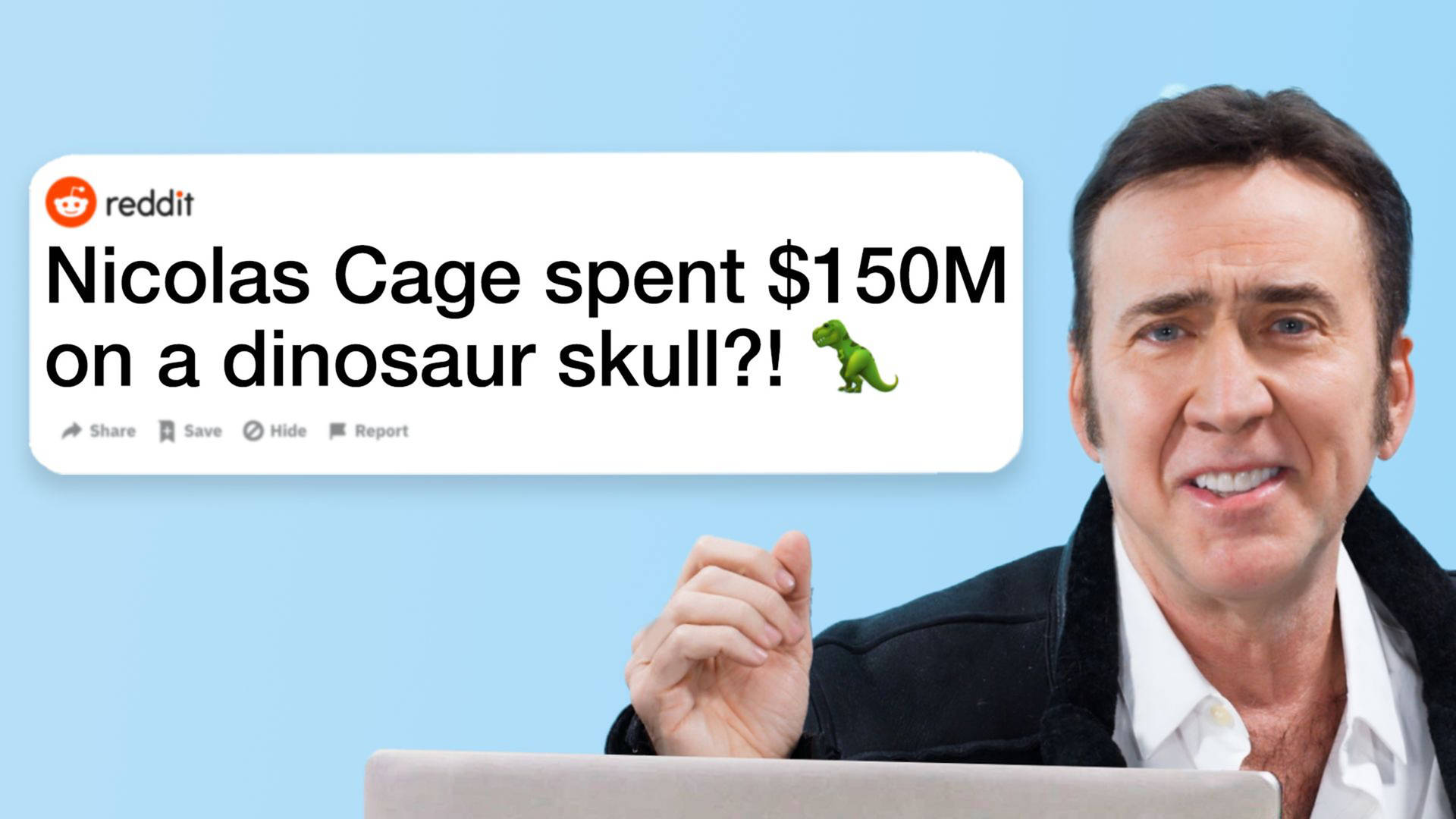 Nicolas Cage Meme Dinosaur Skull Background