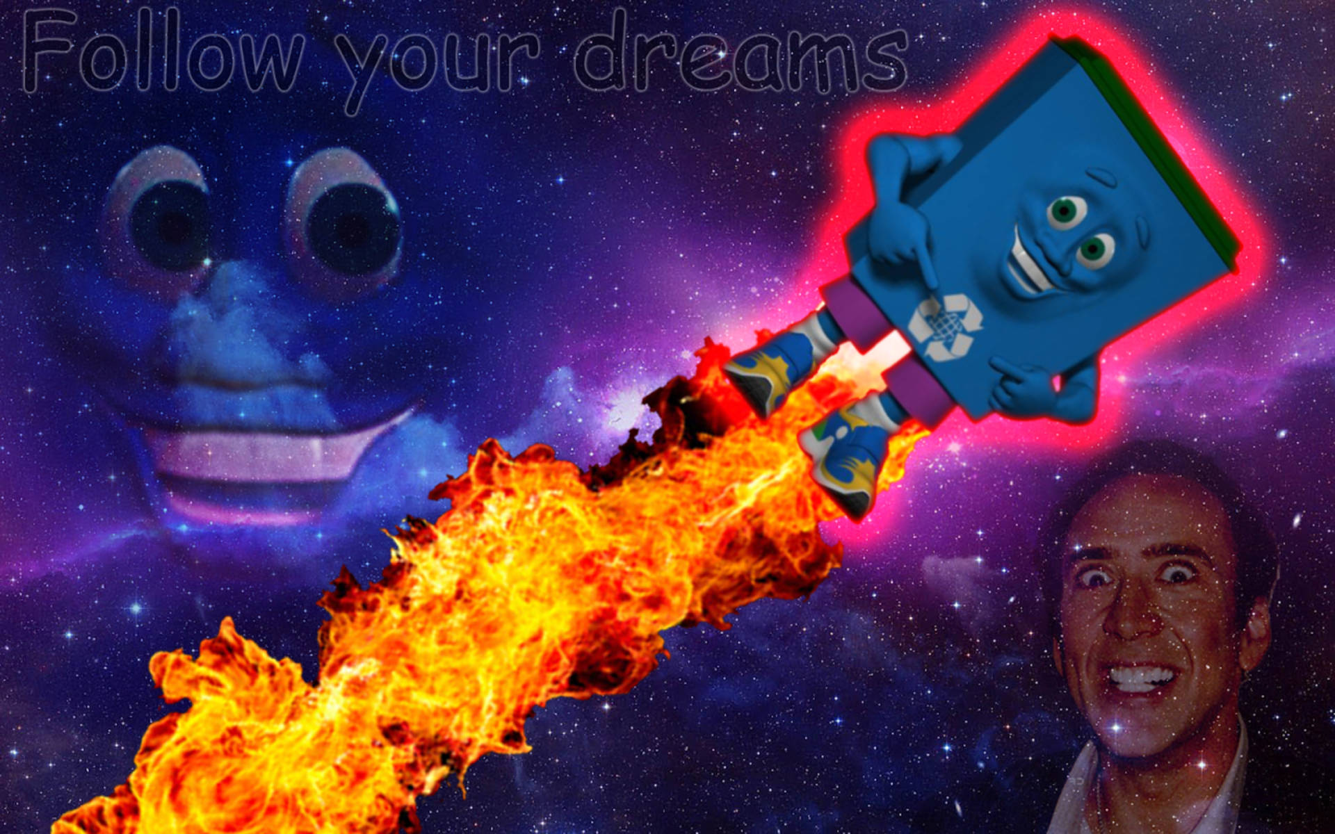 Nicolas Cage Meme Follow Your Dreams Background