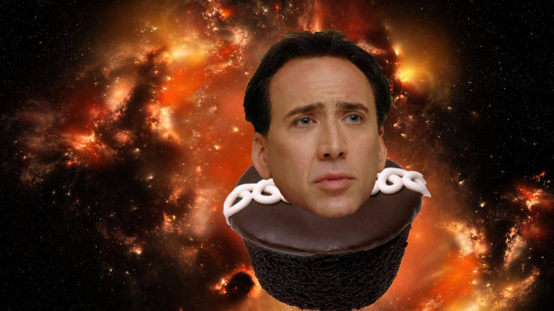 Nicolas Cage Meme Galaxy Cupcake Background