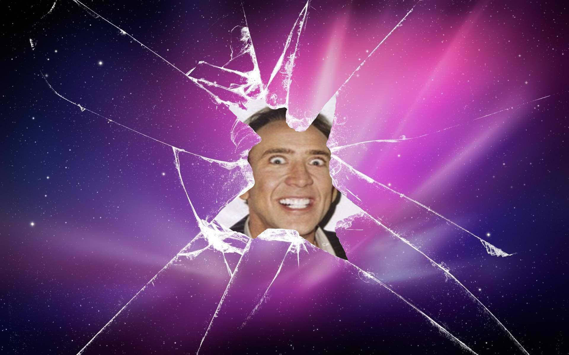 Nicolas Cage Meme Galaxy Gradient Background