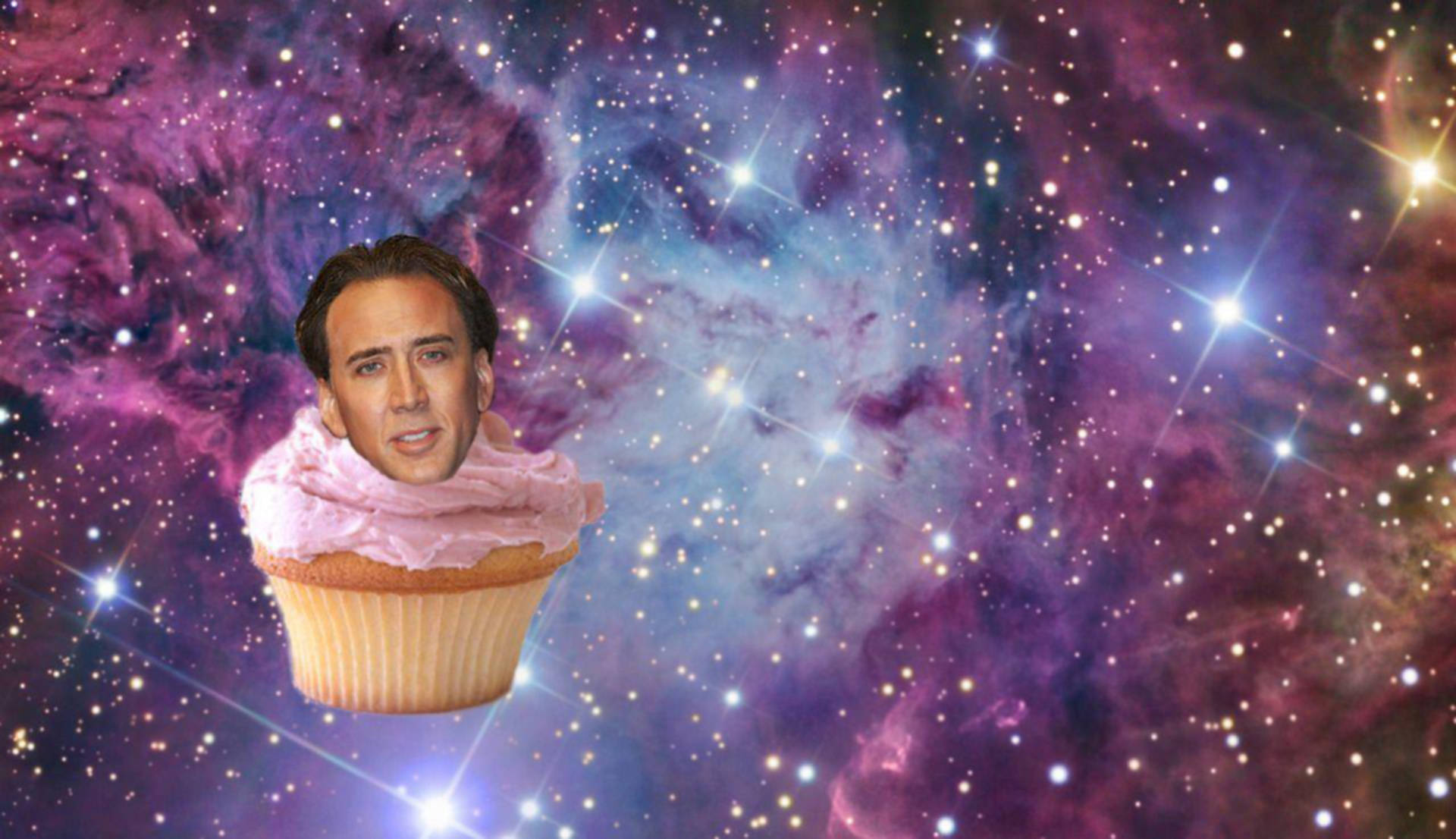 Nicolas Cage Meme Space Cupcake Background