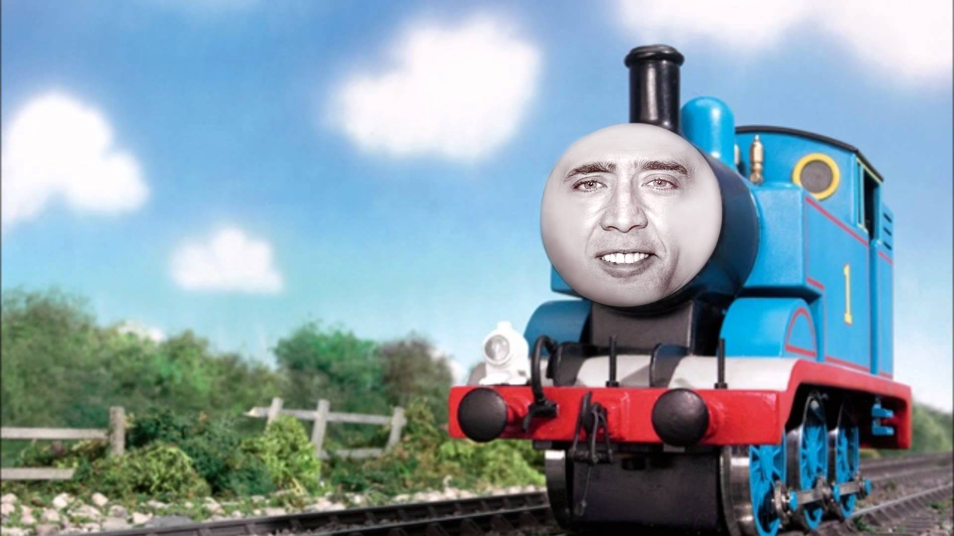 Nicolas Cage Meme Thomas Train Background
