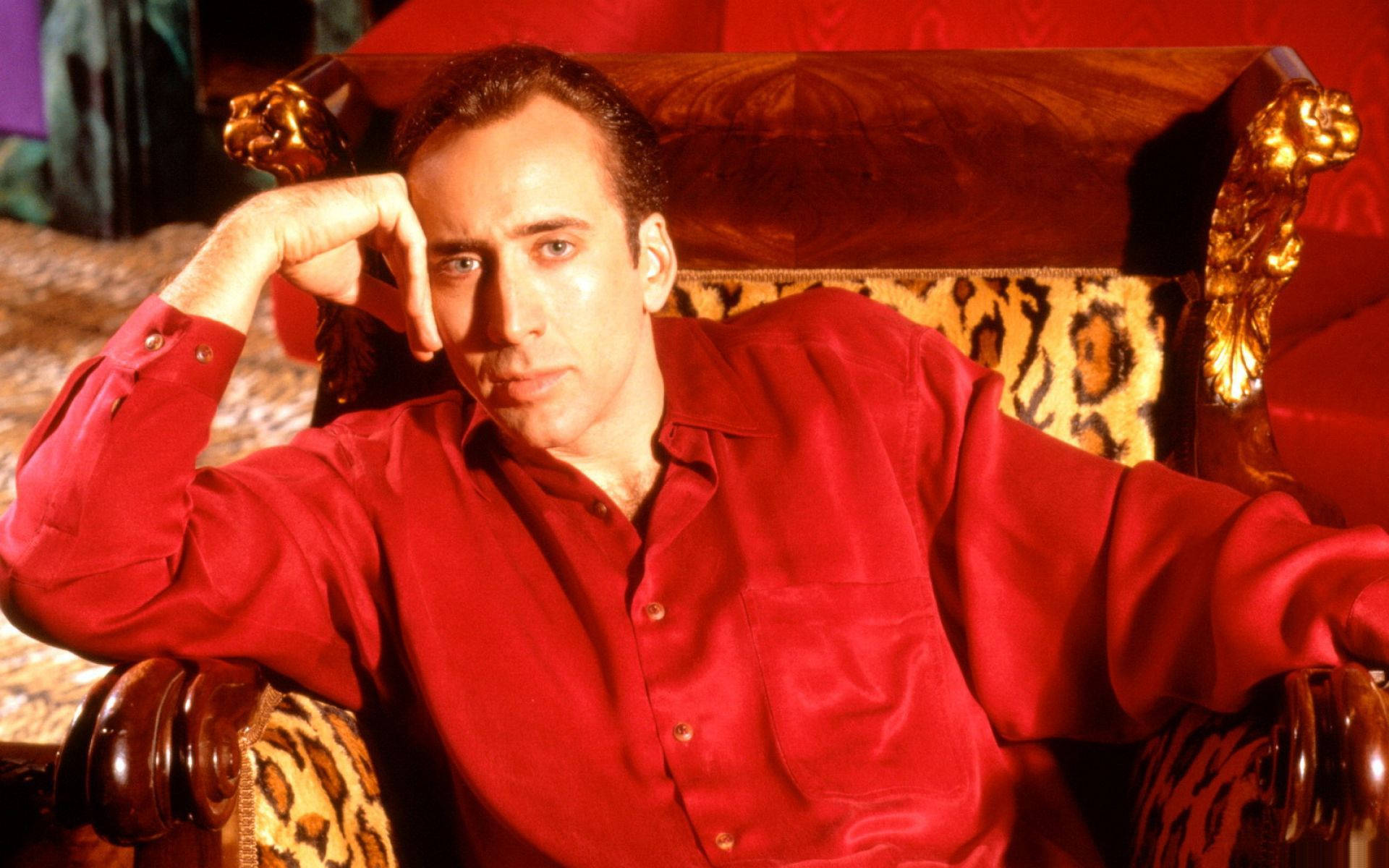 Nicolas Cage Photoshoot Red Background Background