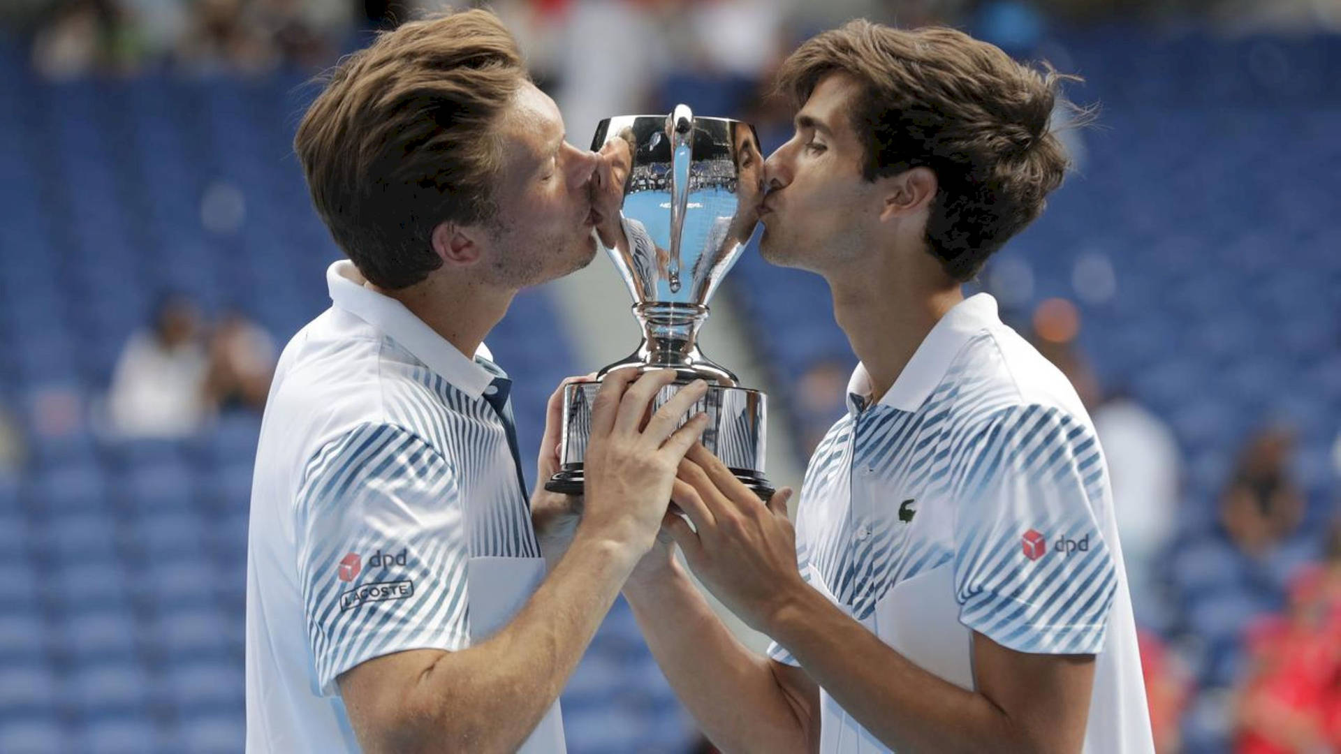 Nicolas Mahut And Partner Kissing Trophy