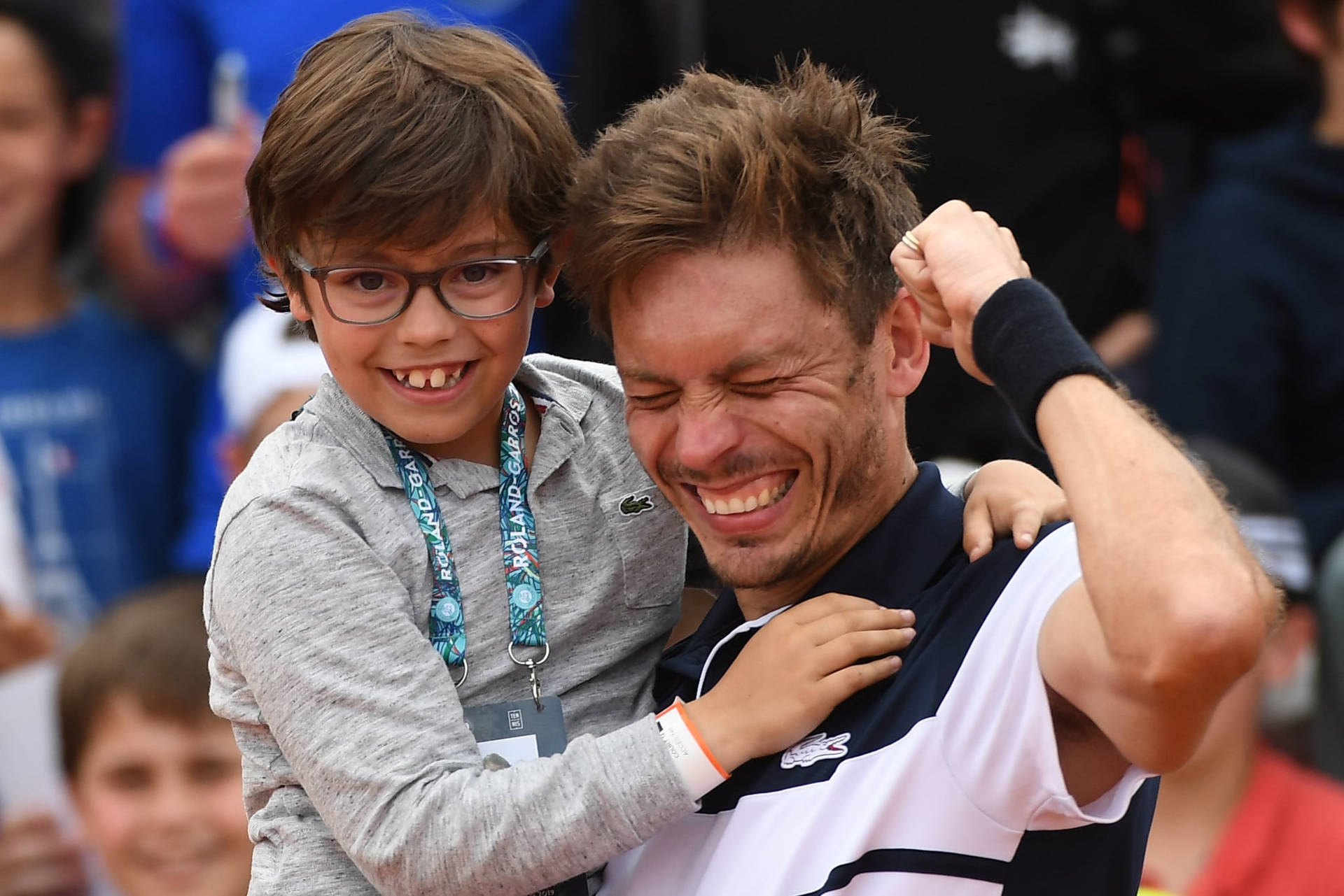 Nicolas Mahut Carrying Son