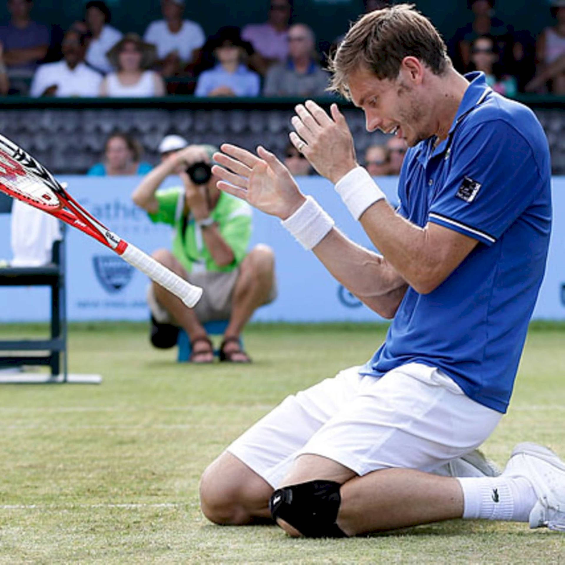 Nicolas Mahut Passionately Throwing His Racket In A Tennis Match