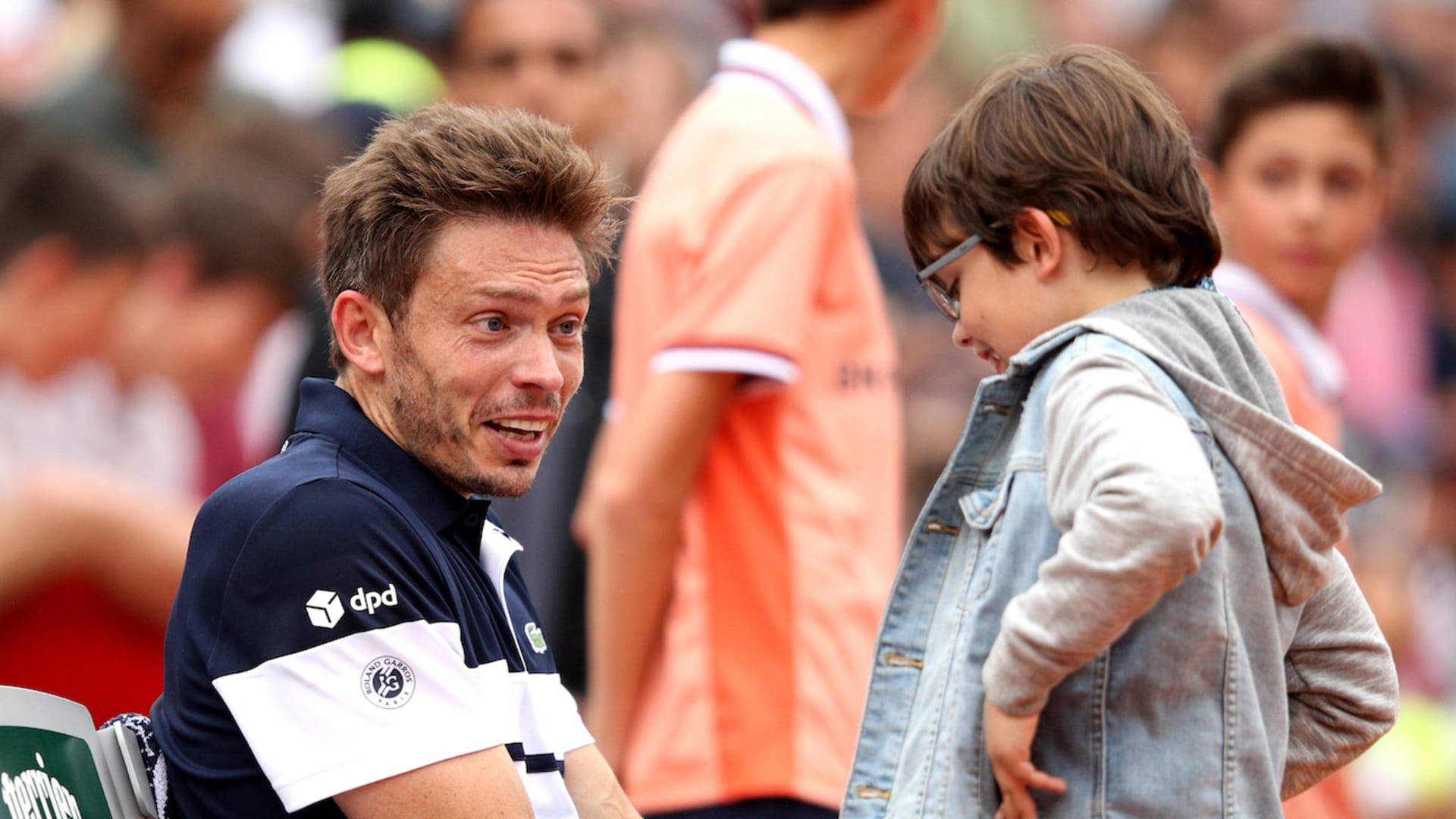 Nicolas Mahut Talking To His Son