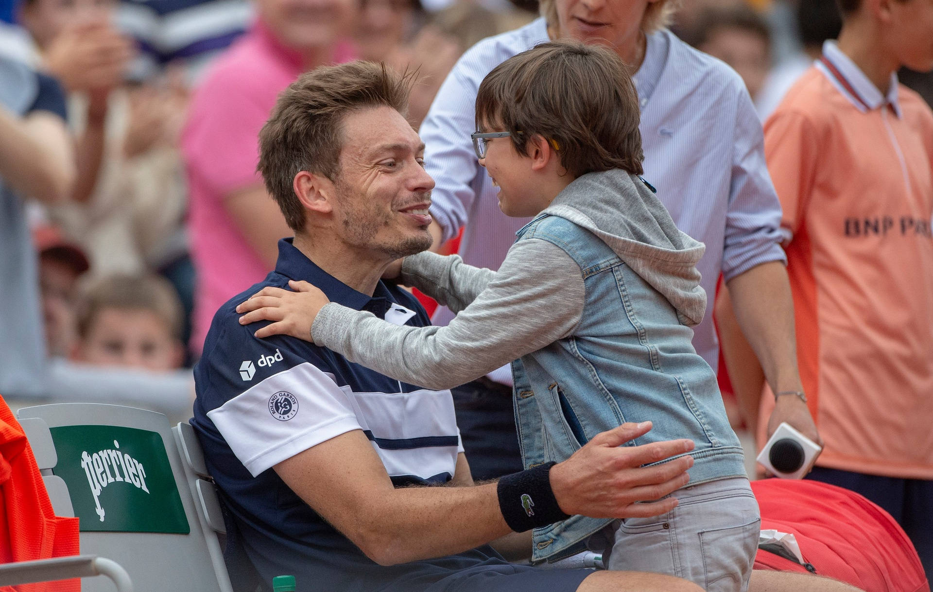 Nicolas Mahut With His Son Background