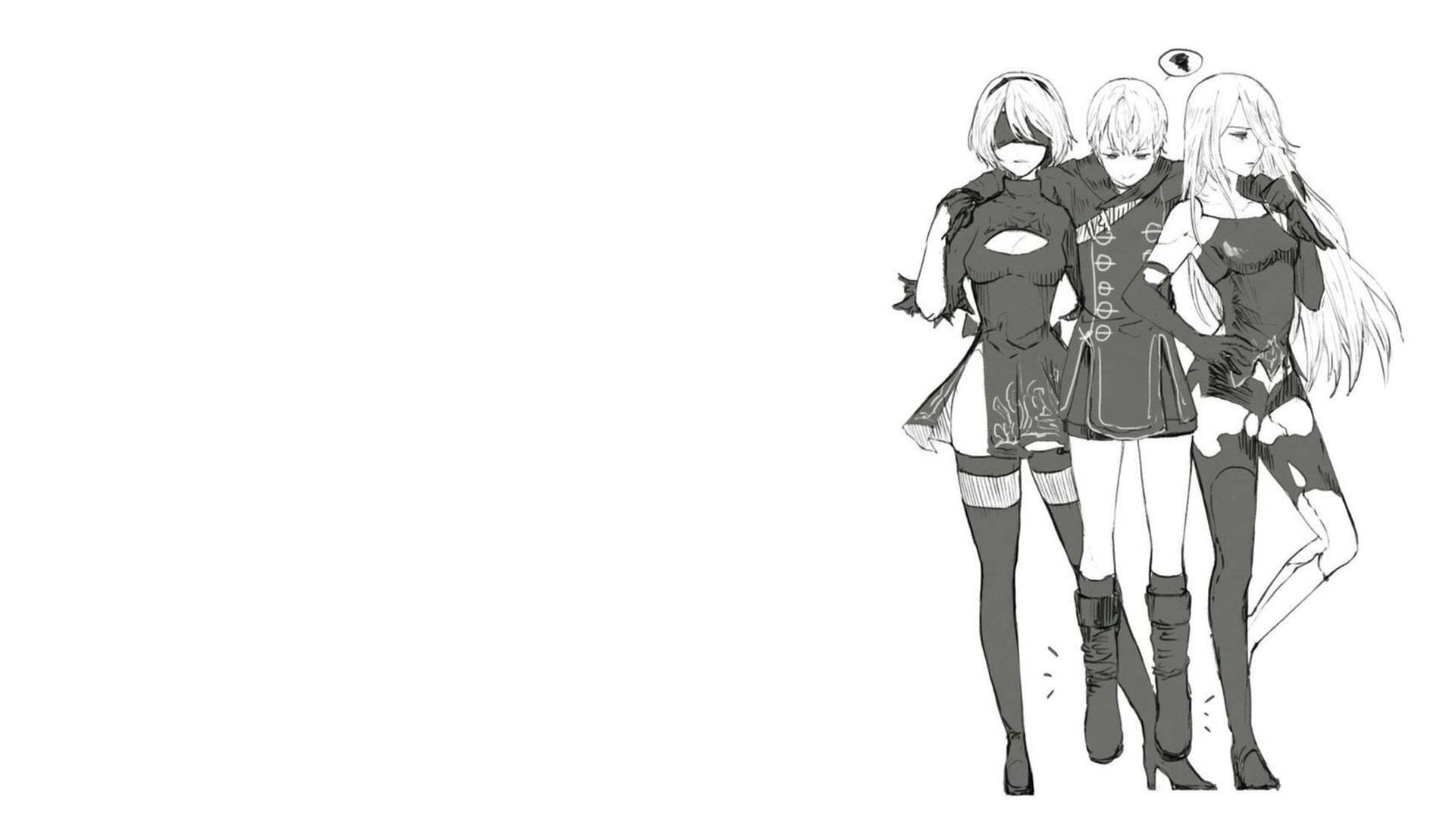 Nier Automata Androids Sketch Background
